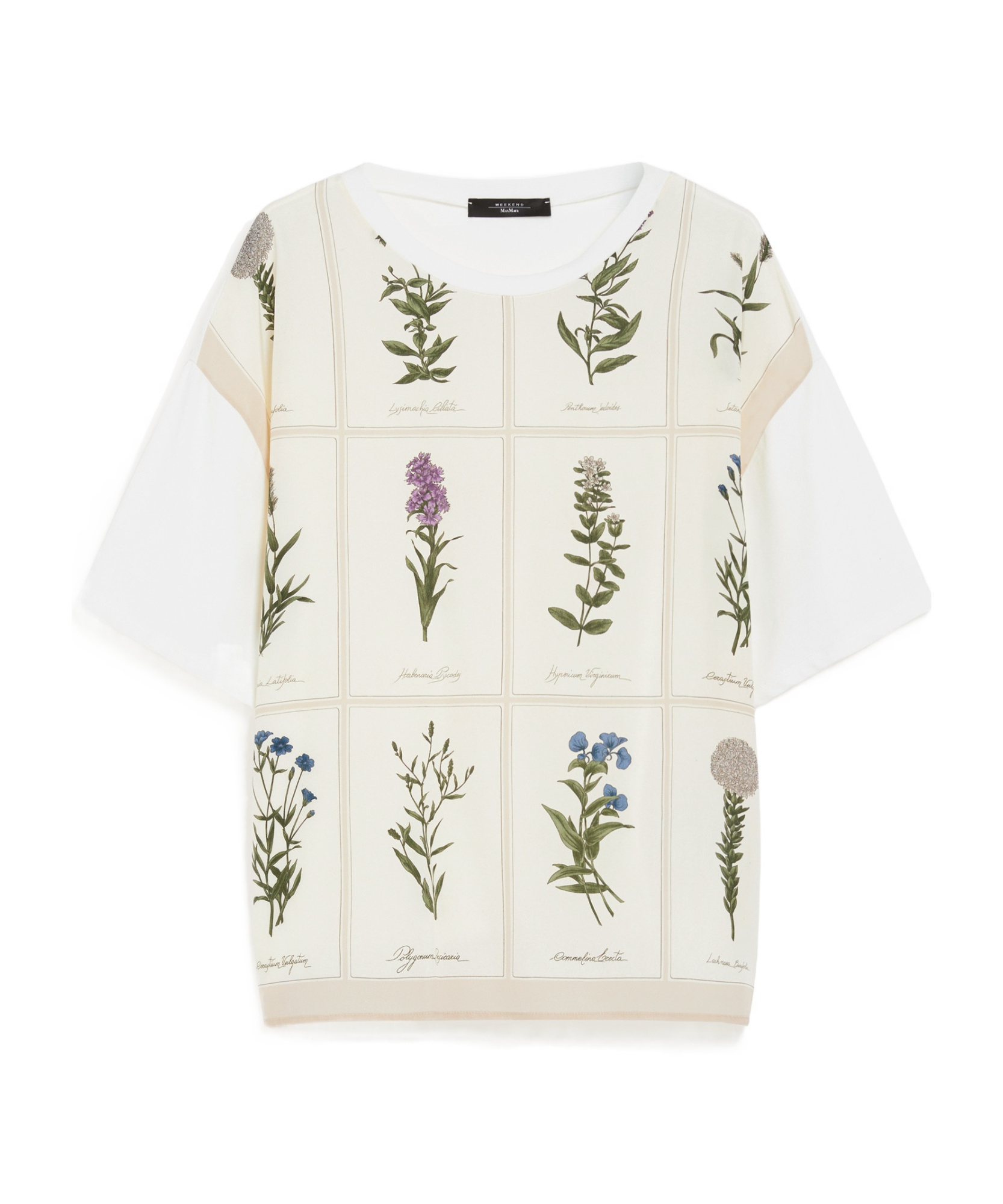 Weekend Max Mara Printed Silk And Jersey T-shirt In White