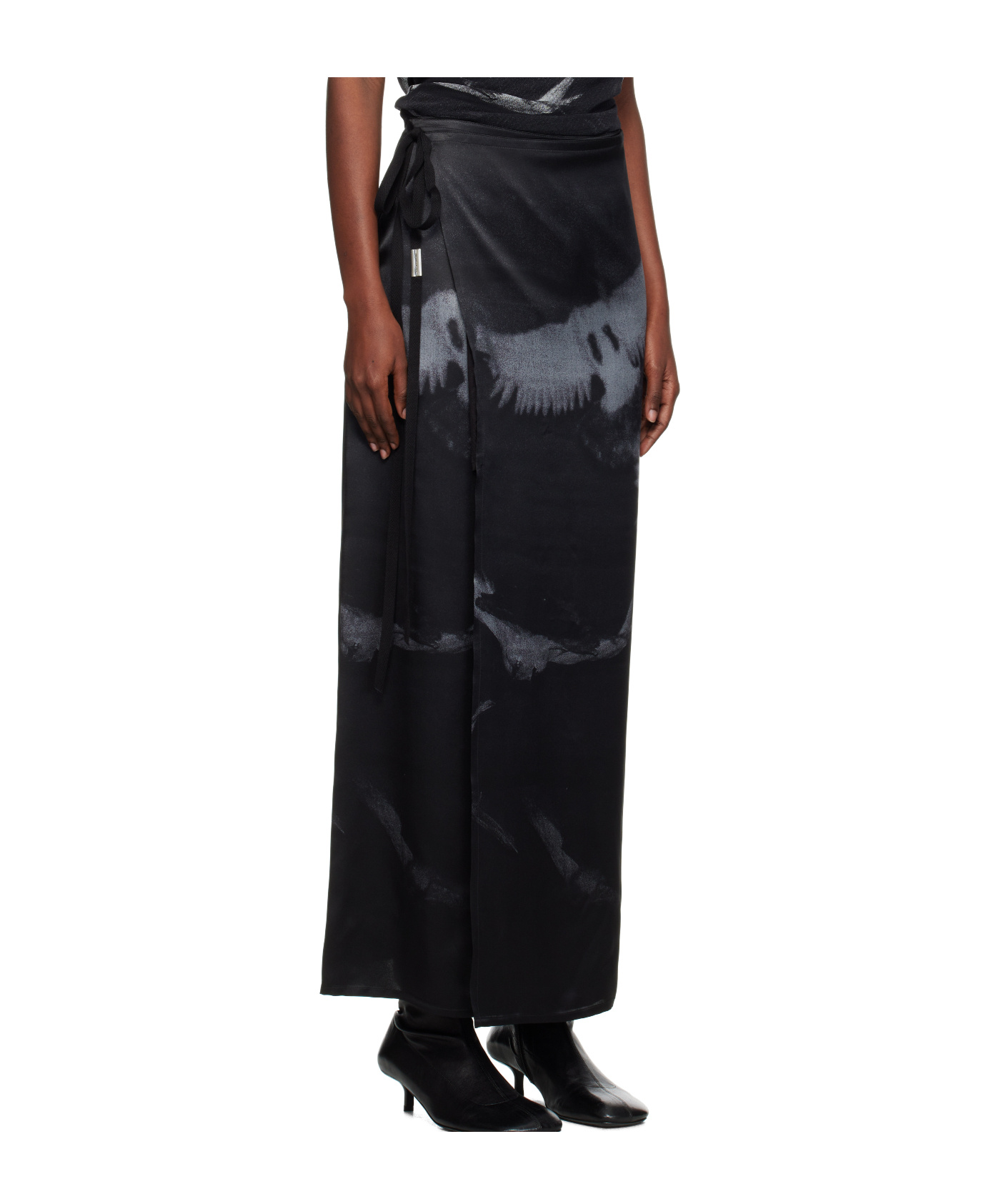 Ann Demeulemeester Oku Printed Wrap Skirt In Black