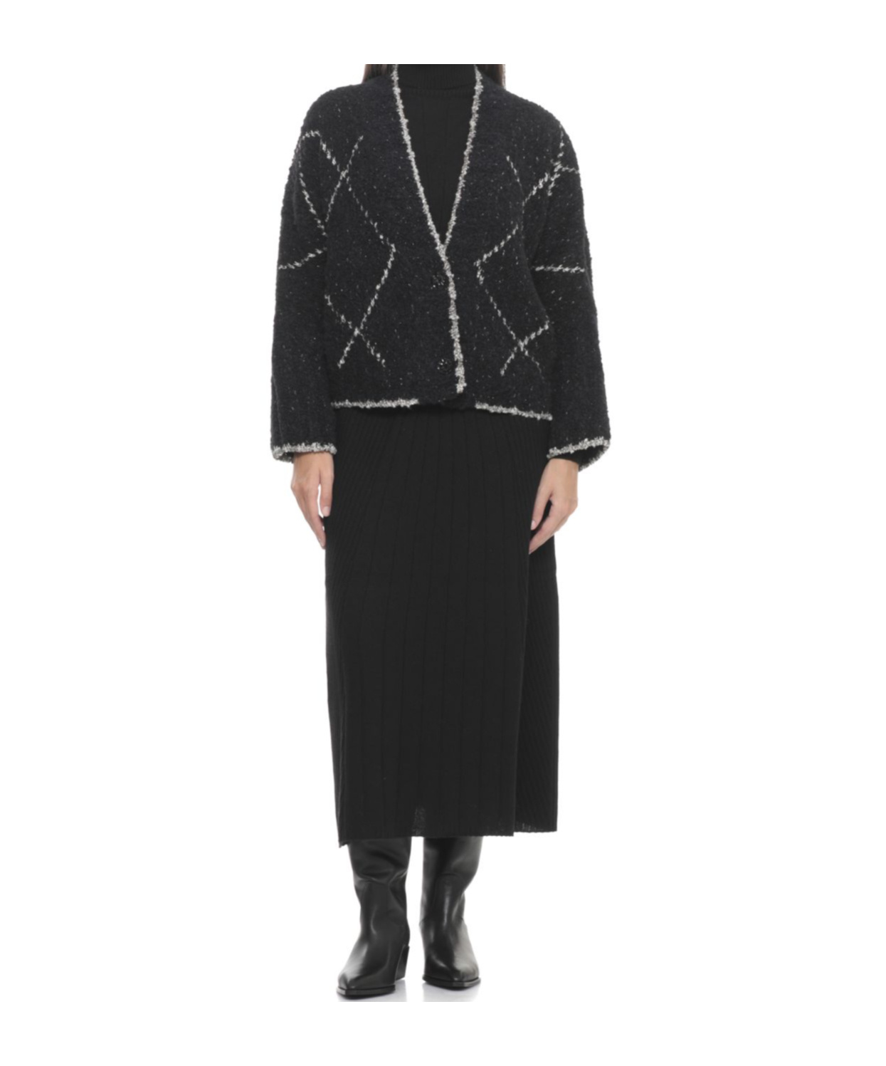 D Exterior Geometric Pattern Sweater In Black