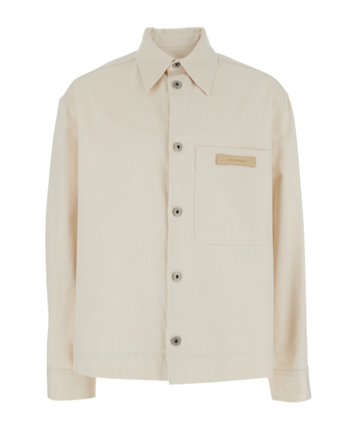 Emporio Armani White Jacket With Logo Patch On The Front In Nude