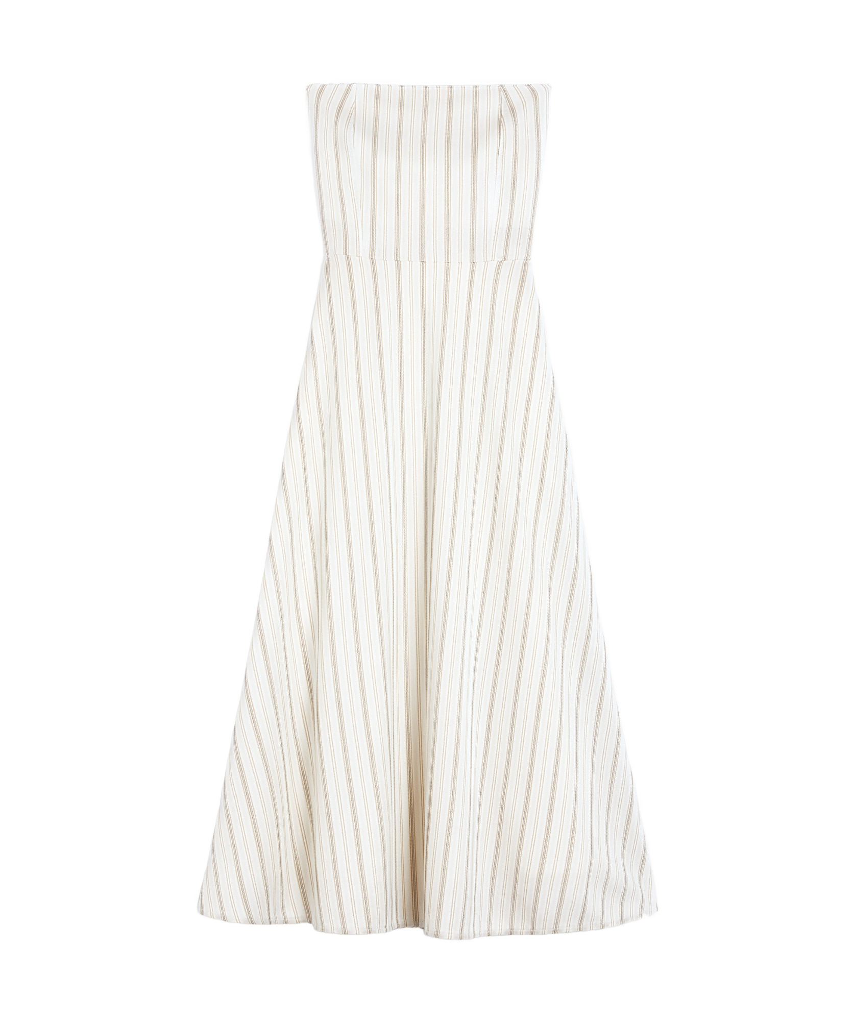 Max Mara Robe Bustier Rayée En Coton Et Lin In White