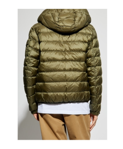 Moncler Down Jacket With Quilted Design And Hood In Green
