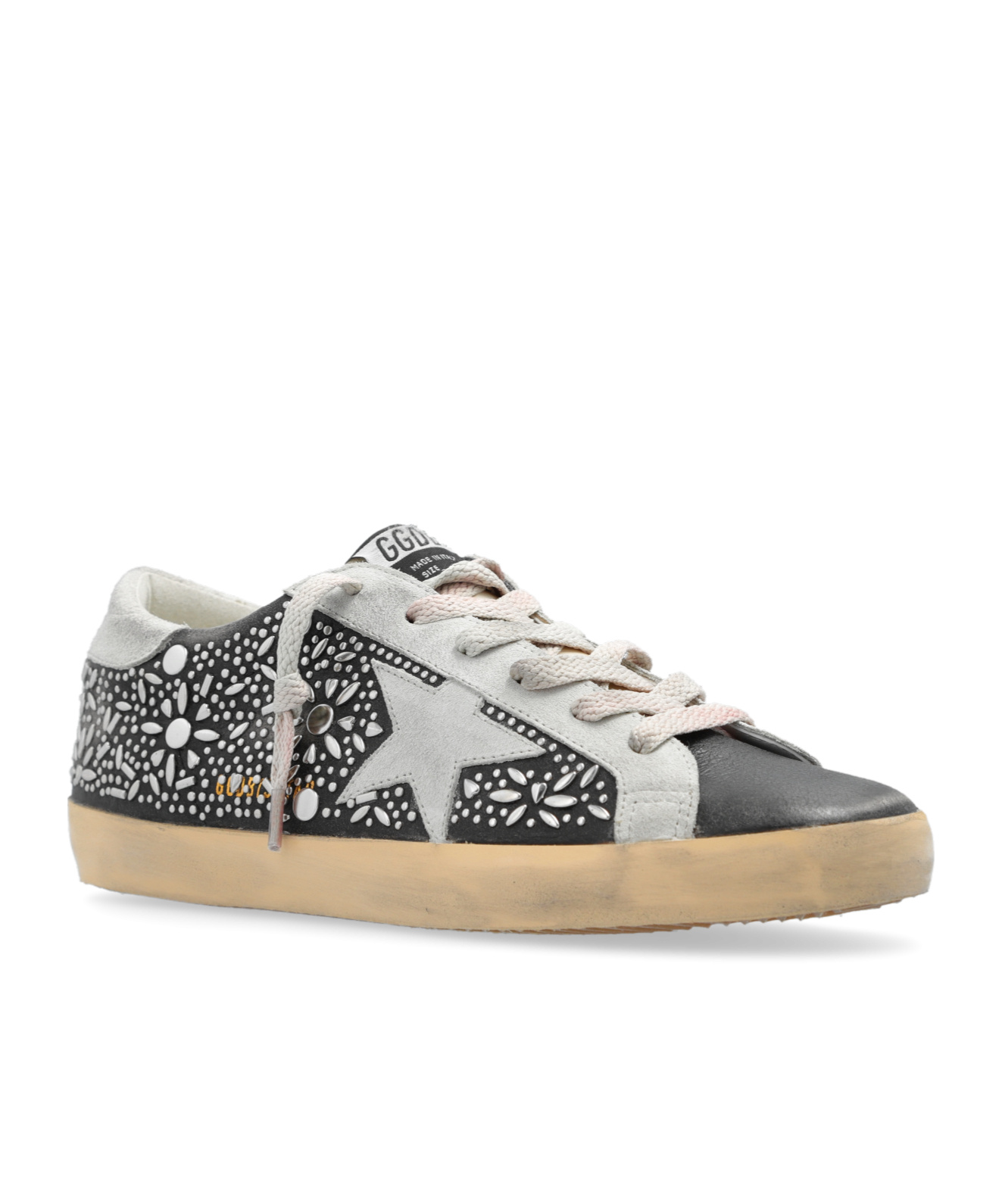 Golden Goose Super-star Studded Sneakers With In Nude