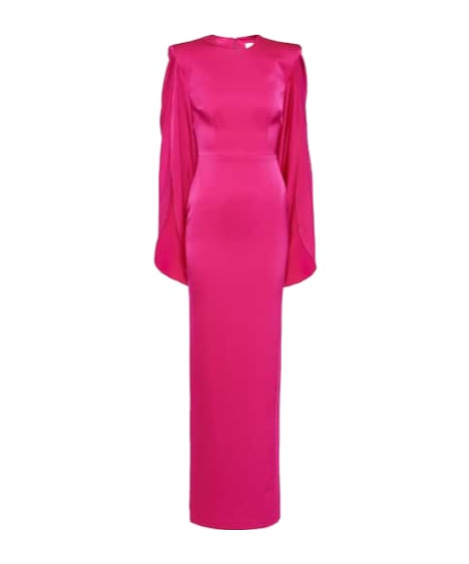 Alex Perry Caped Satin Crêpe Gown In Pink