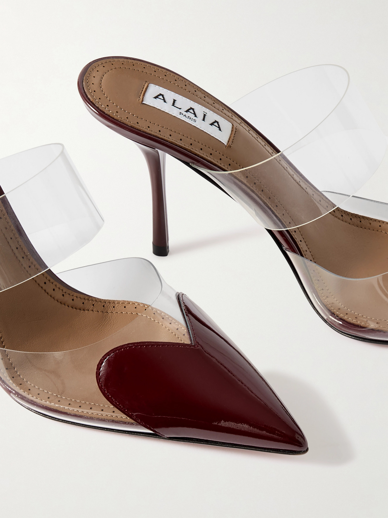 Alaïa Le Caur 90 Patent Leather And Pu Mules In White