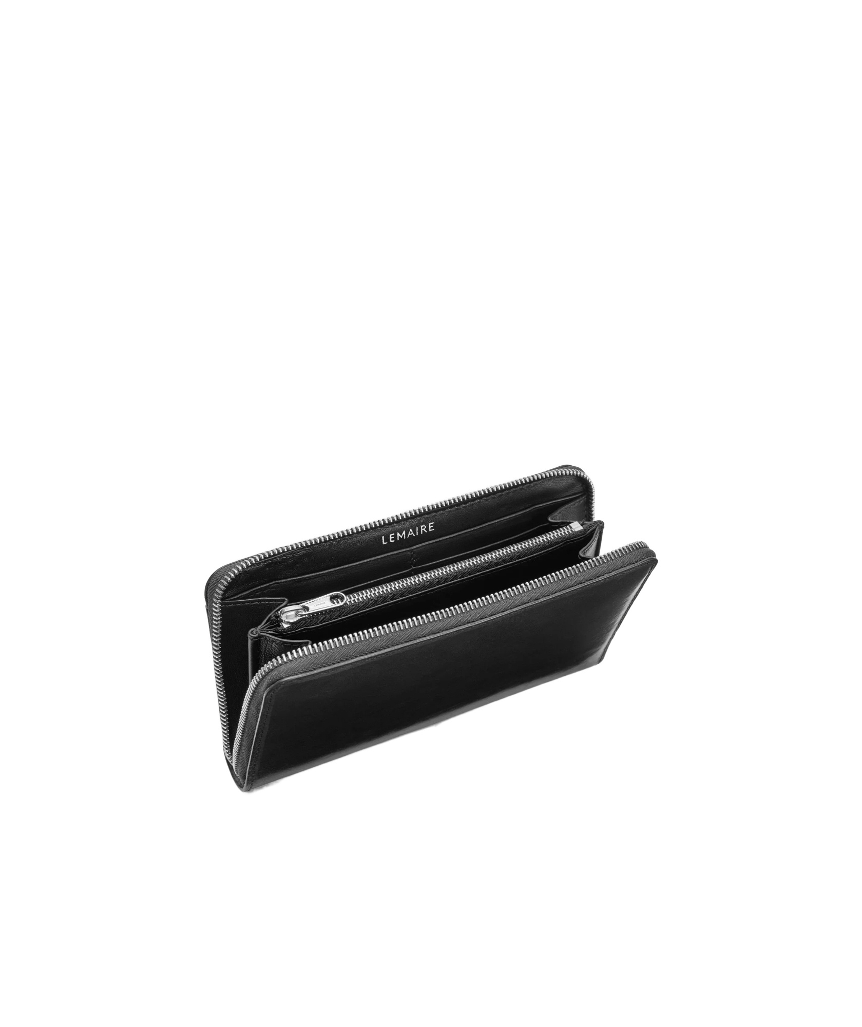 Lemaire Patina Zip Continental Rectangular Wallet In Black