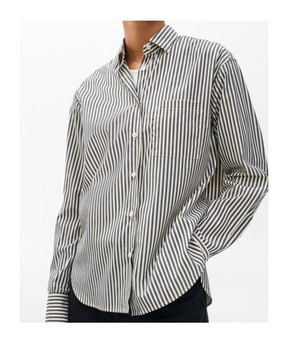 Rag & Bone Connie Striped Poplin Shirt In Black