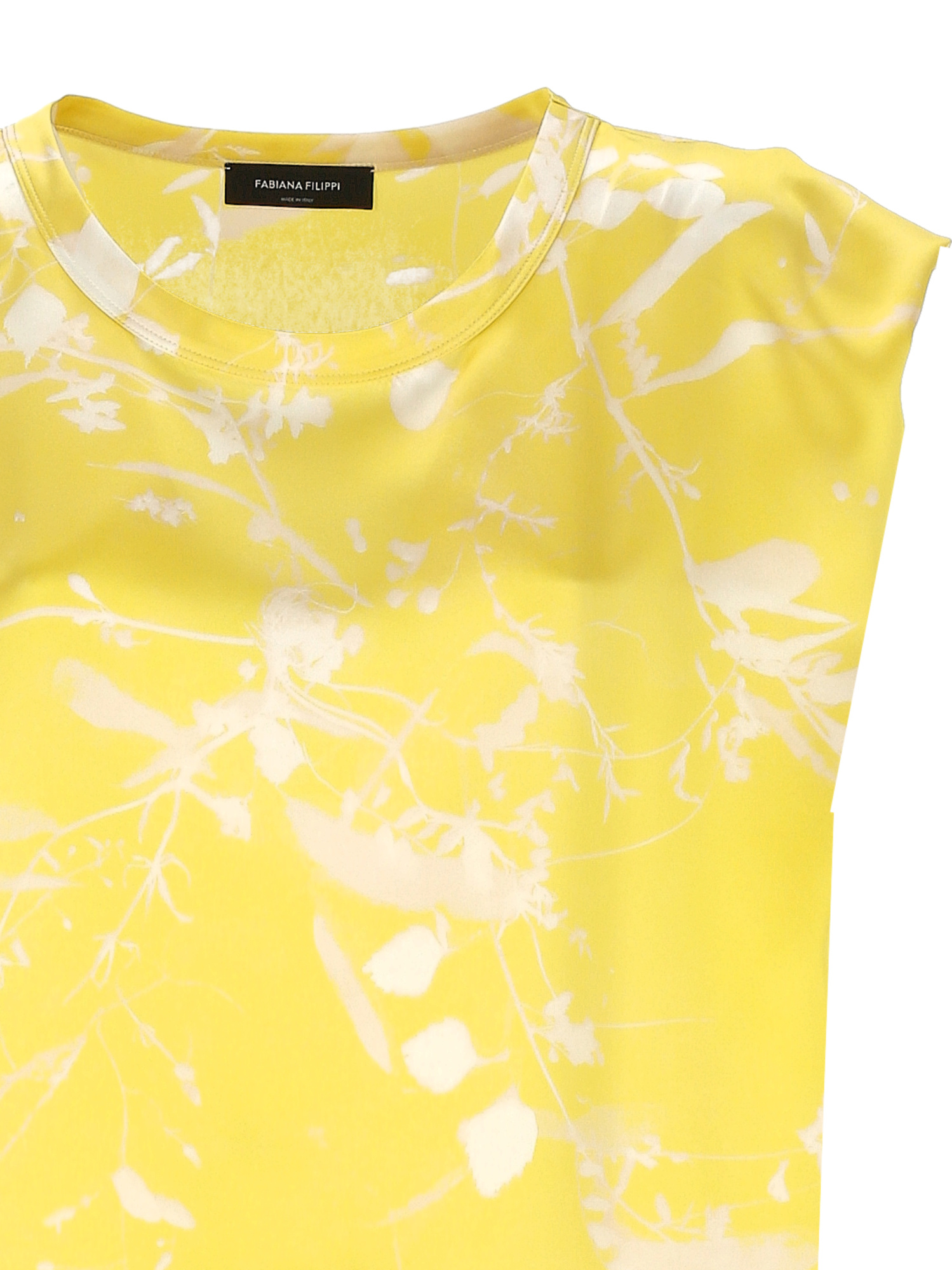 Shop Fabiana Filippi Graphic Printed Sleeveless Satin Top In Yellow