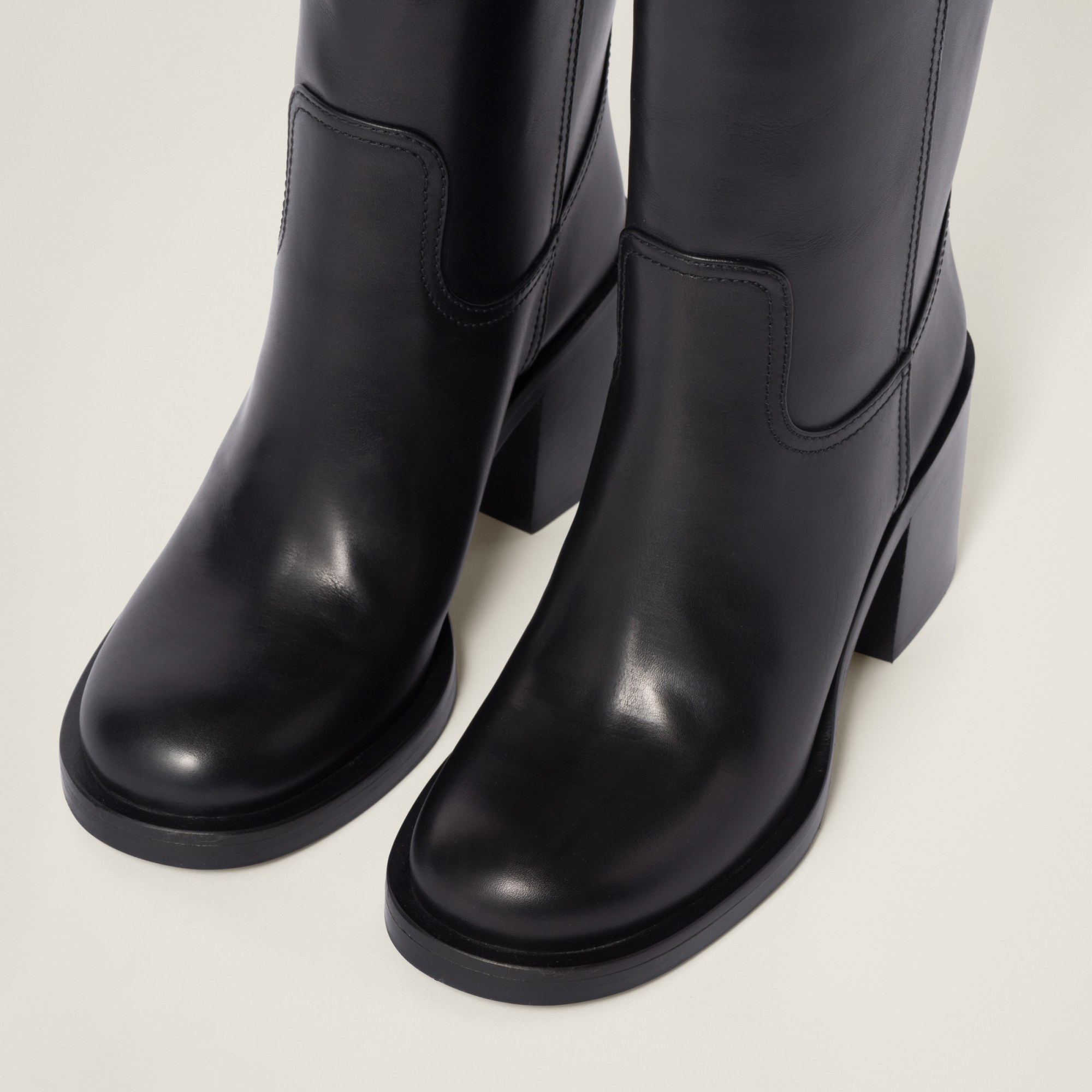 Miu Miu Black Leather Boots In Black