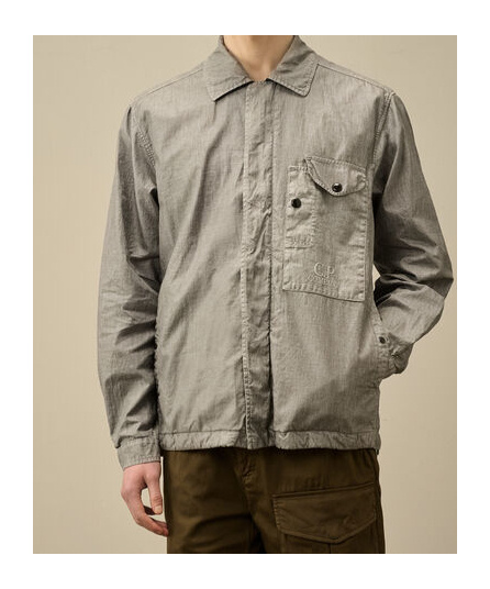 C.p. Company Cp Company Lino Wax Overshirt Limestone In Gray