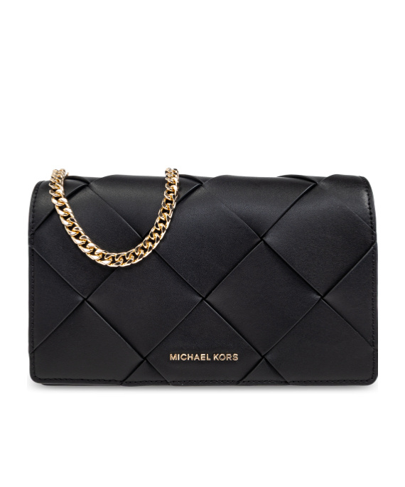 Michael Kors Jet Set Medium Woven Leather Crossbody Bag