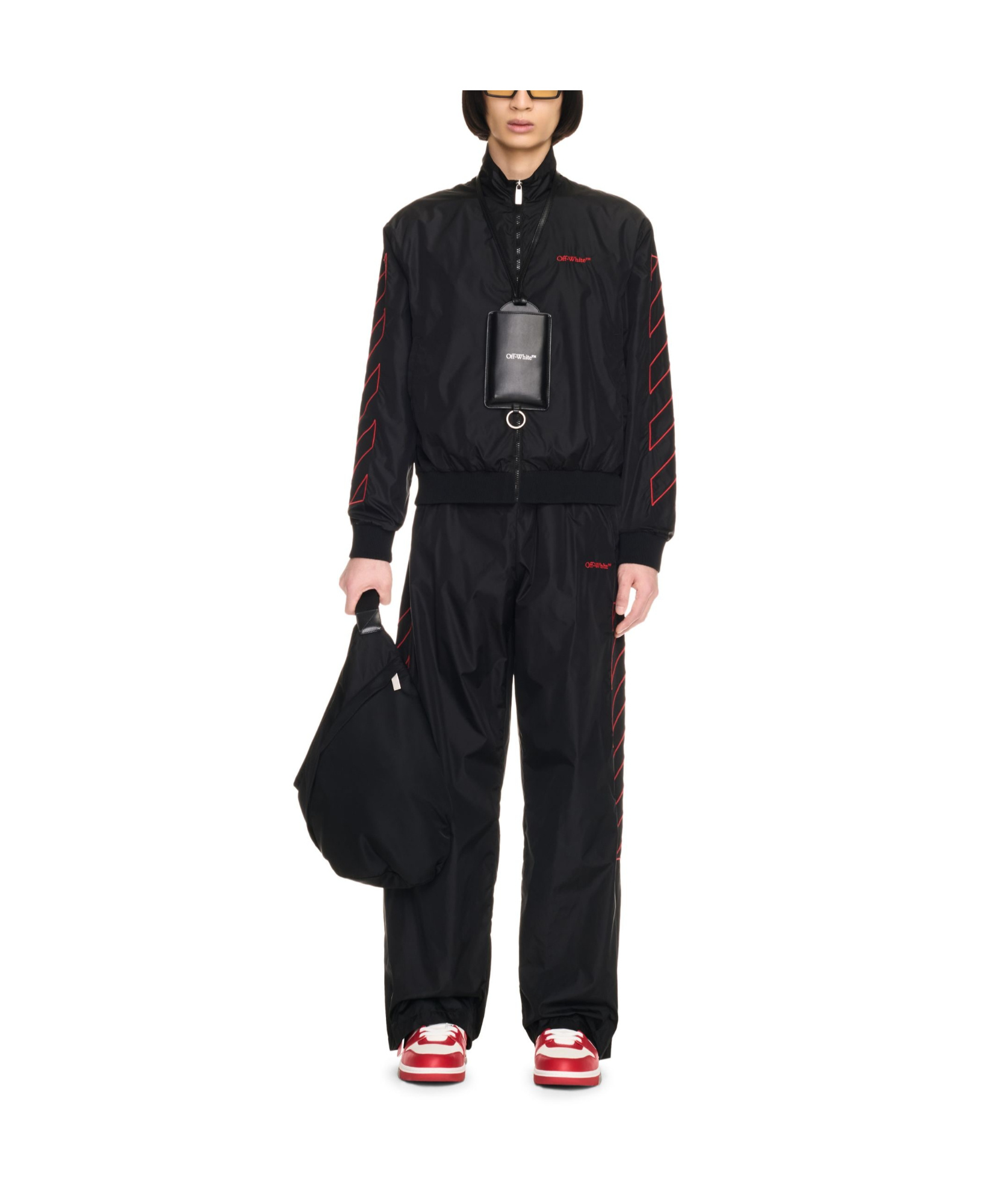 Off-white Embroidered Shell Bomber Jacket In Black