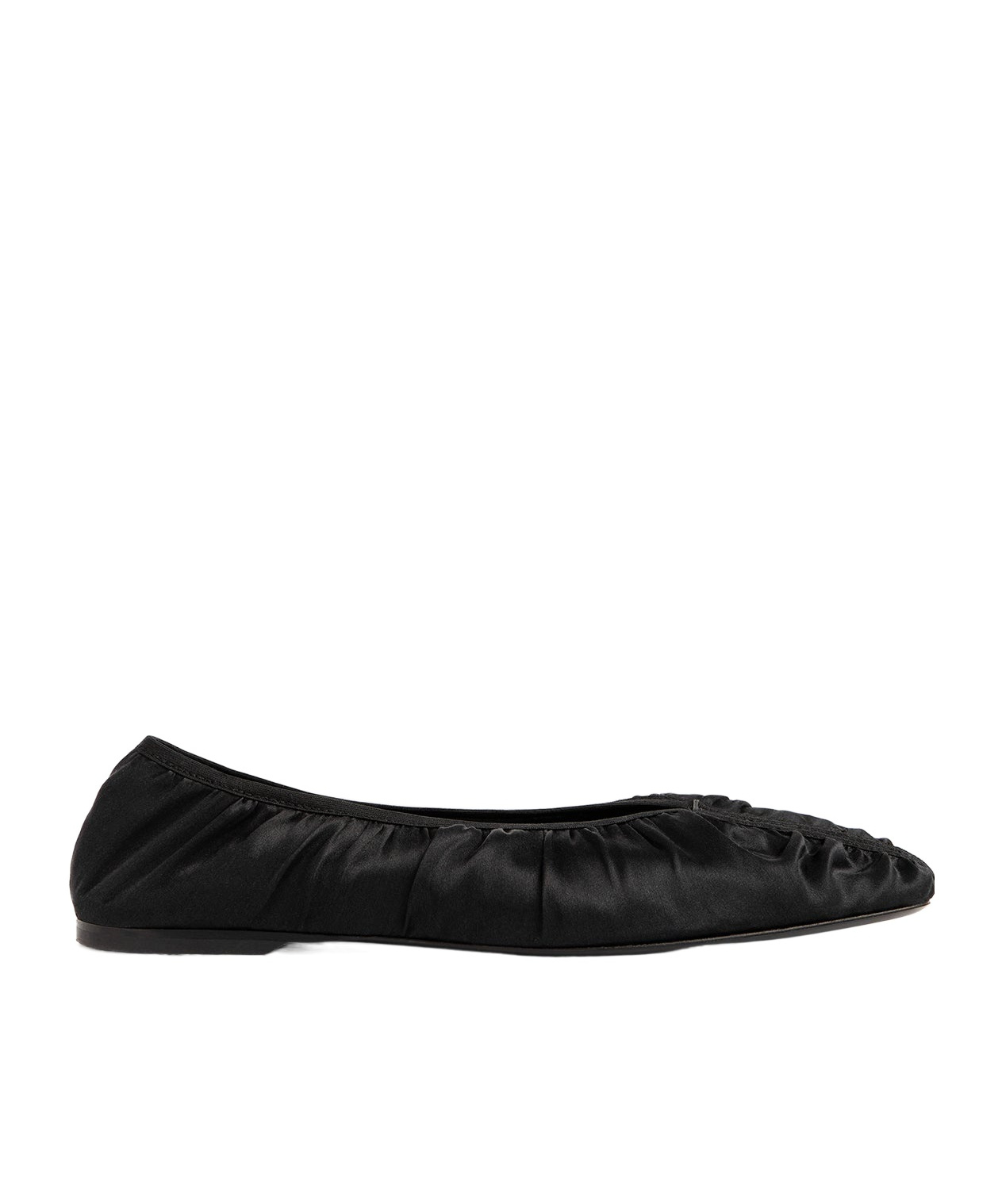 Totême Womens Black The Gathered Square-toe Satin Flats In Black