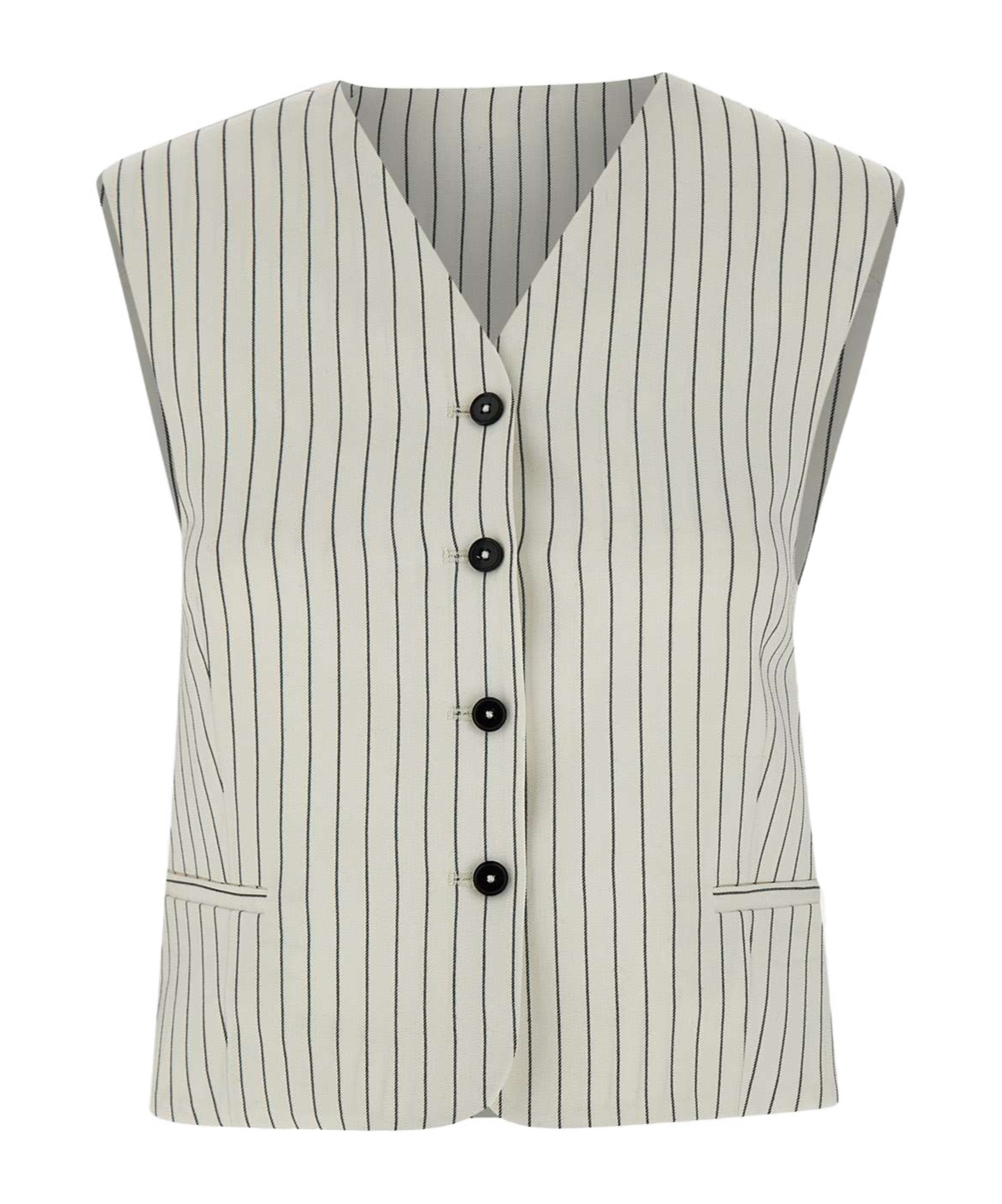 Loulou Studio Vest Adjustable Back Strap Front Pockets In White