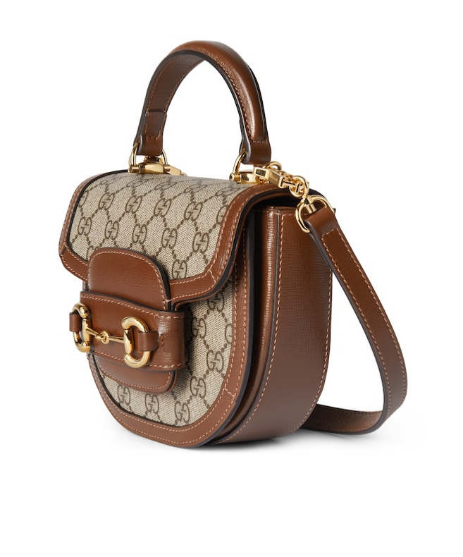 Gucci Women Gg Supreme Fabric Mini Horsebit 1955 Handbag In Brown