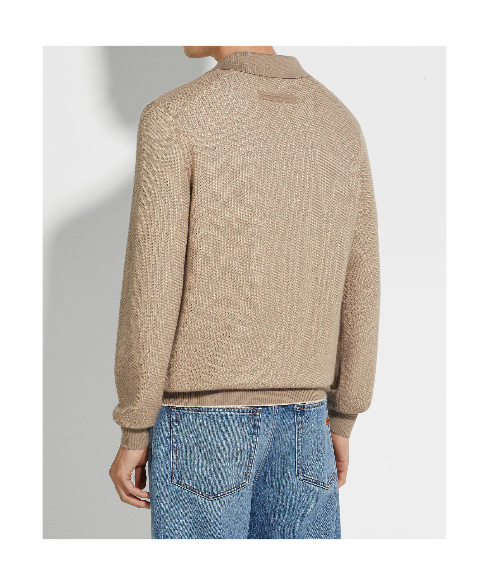 Shop Zegna Knitted Polo Shirt In Light Taupe