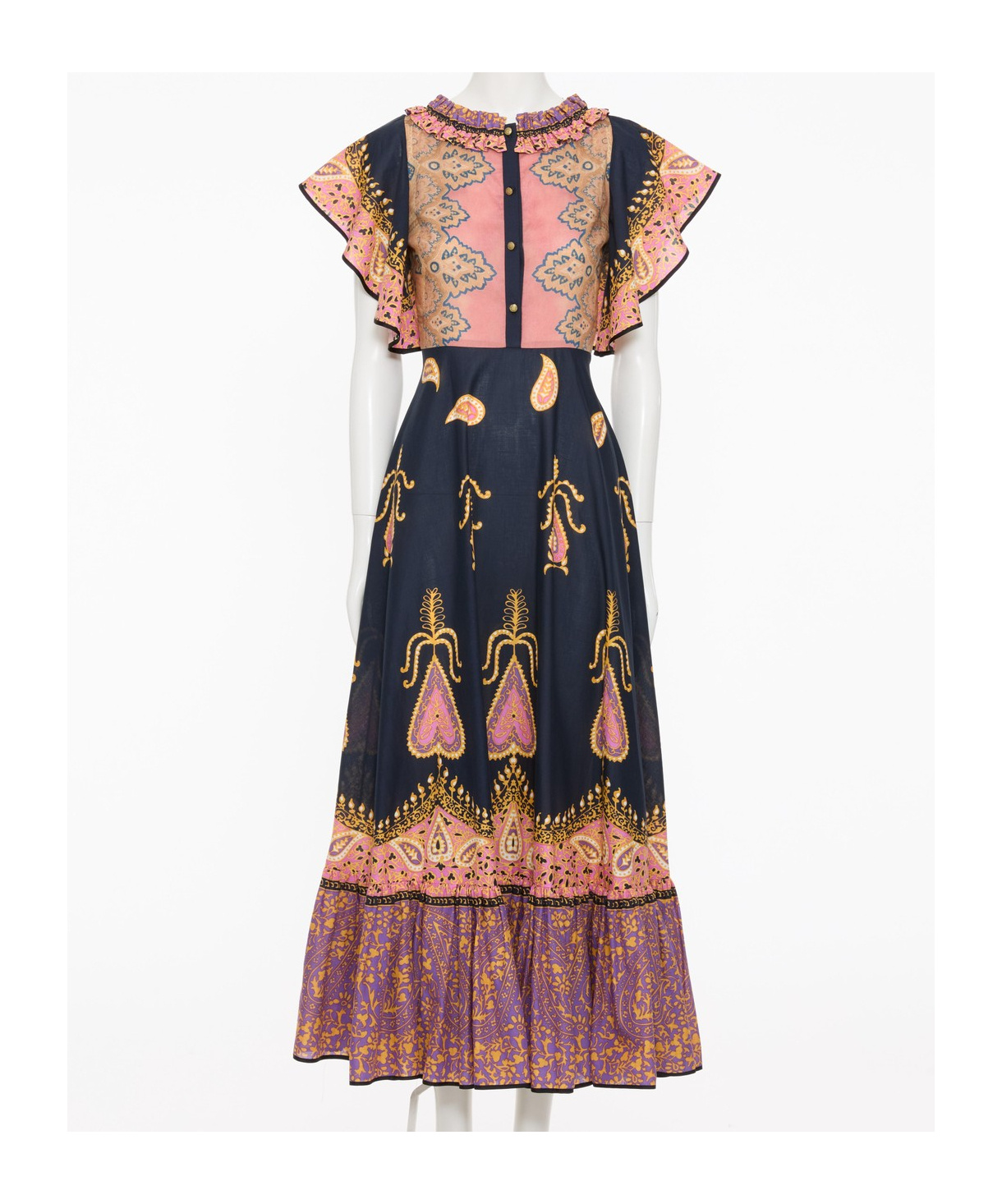 Valentino Ruched Tiered Paisley-print Cotton-muslin Midi Dress In Multi-color