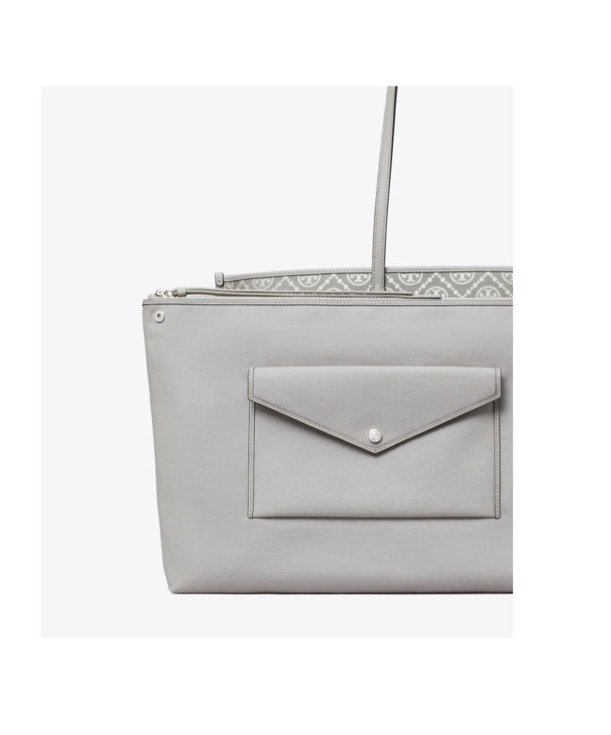 Tory Burch T-monogram Shopping Bag In Gray