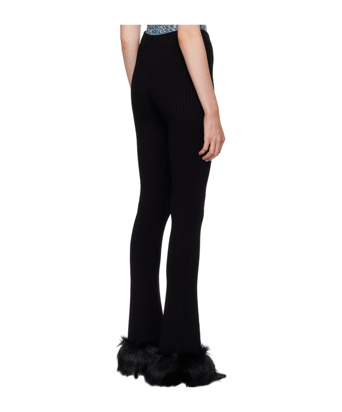 Misbhv Artificial Fur Trumpet Casual Pants In Black
