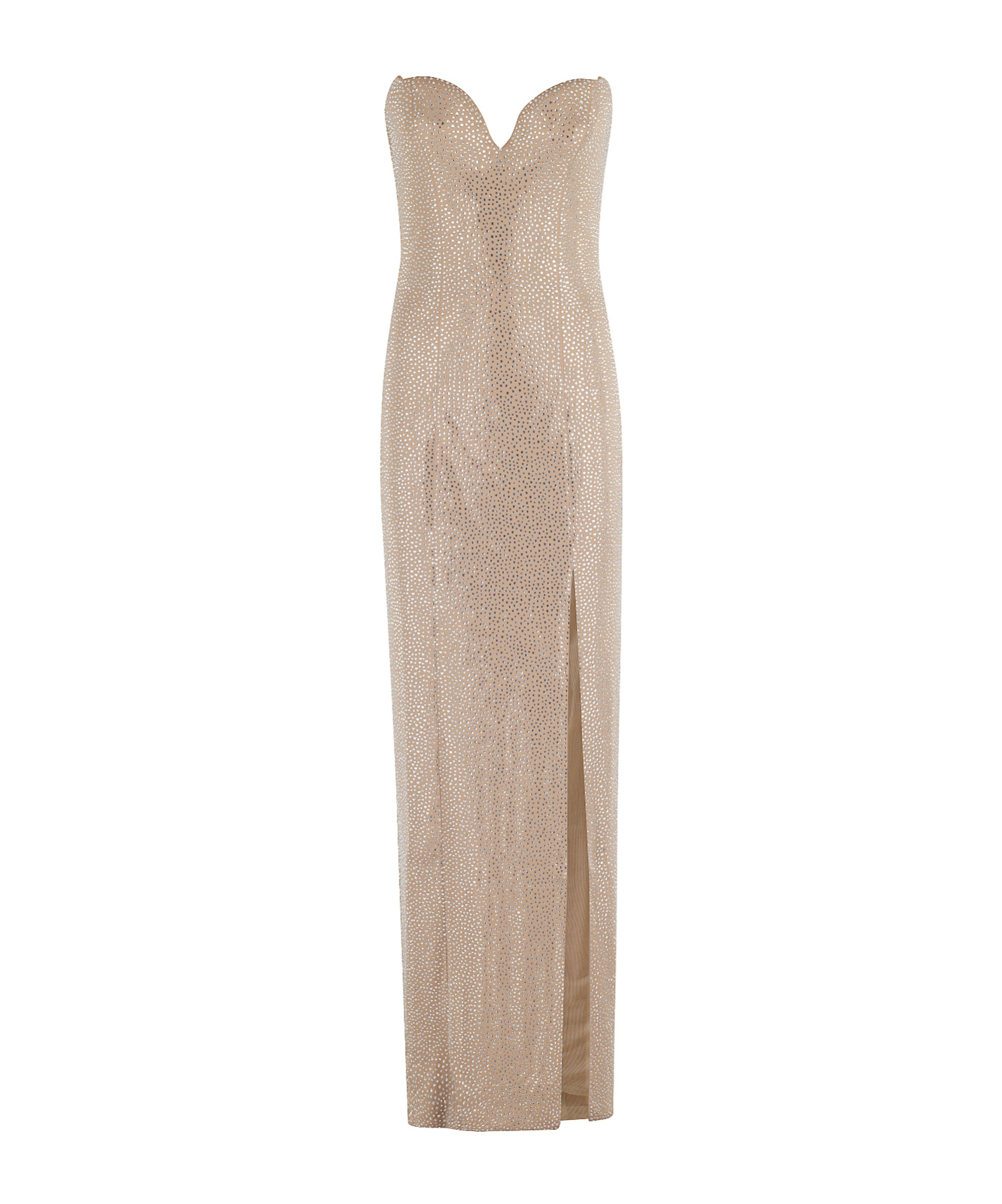 Giuseppe Di Morabito Strapless Sweetheart Long Dress With All-over Rhinestones In Brown