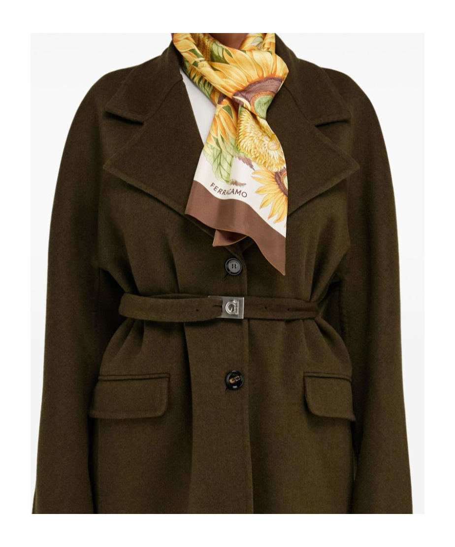 Ferragamo Sunflower Print Rectangular Scarf In Nude