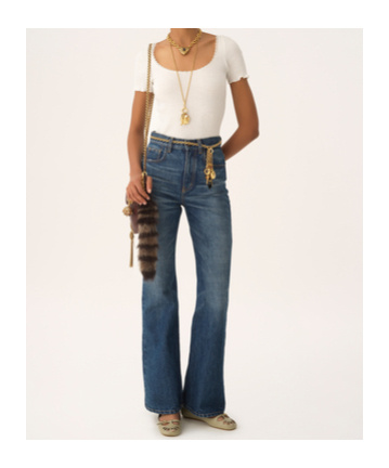 Chloé T-shirt Aderente In Cotone Con Scollo Profondo In White