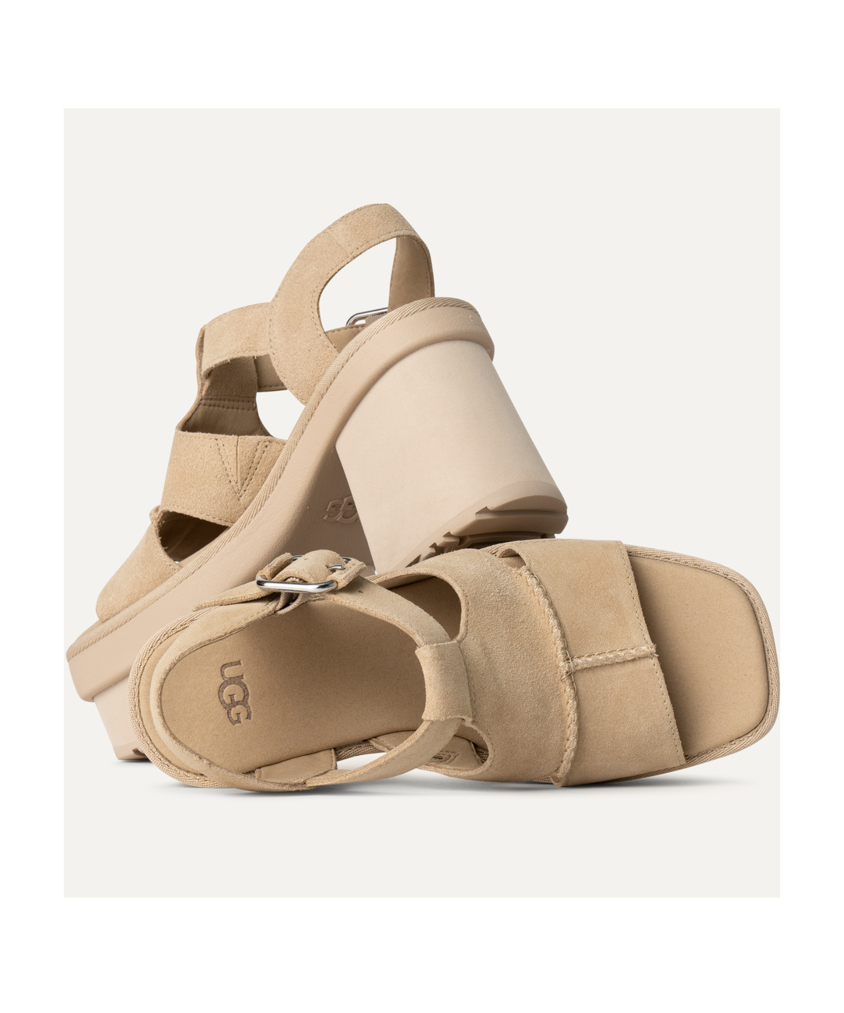 Ugg Platform High Heel Sandals In Mustard Seeds