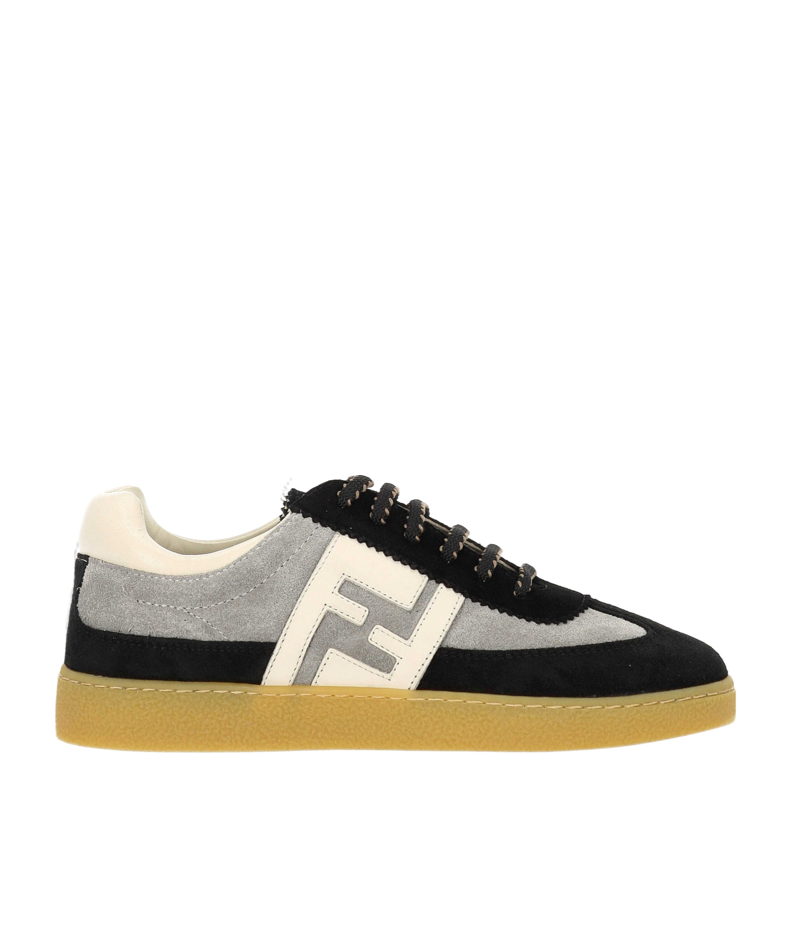 Fendi Suede-leather Logo Sneakers In Black
