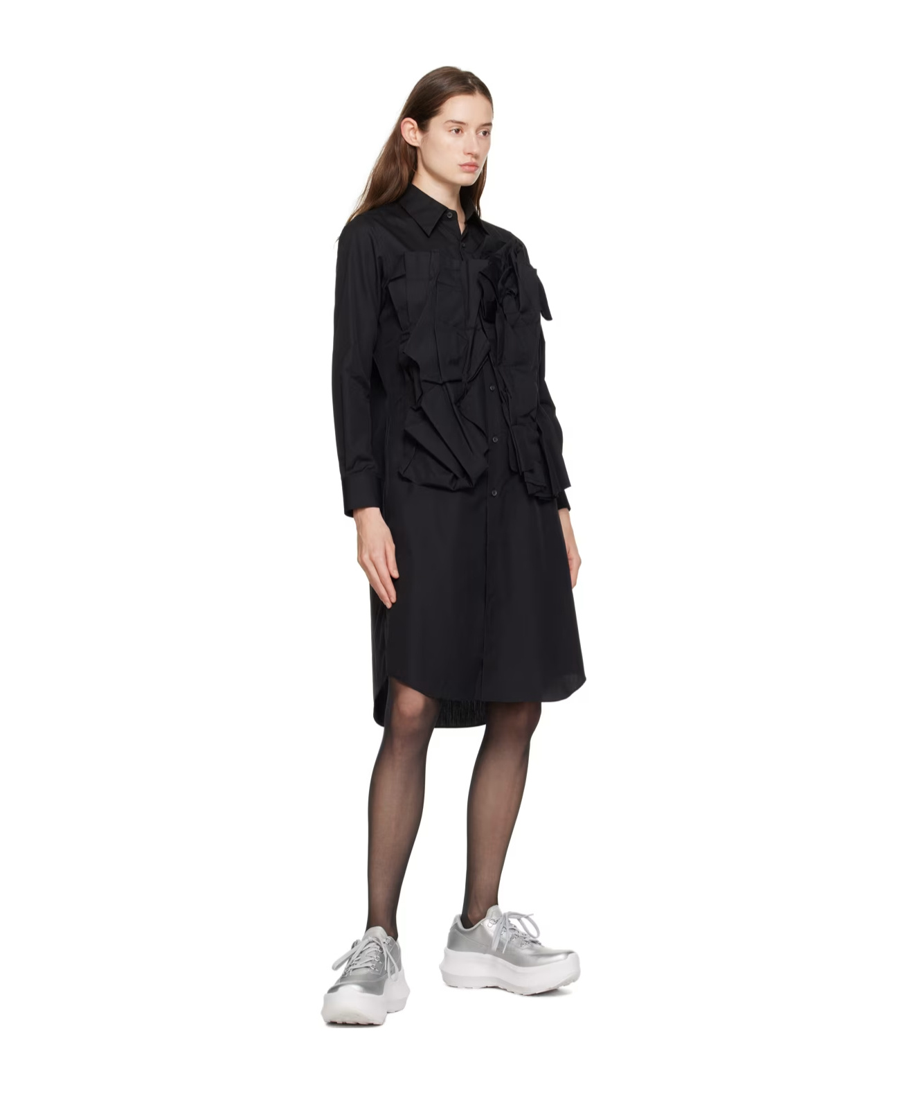 Comme Des Garçons A Medium-length Dress With A Lotus Leaf Edge In Black