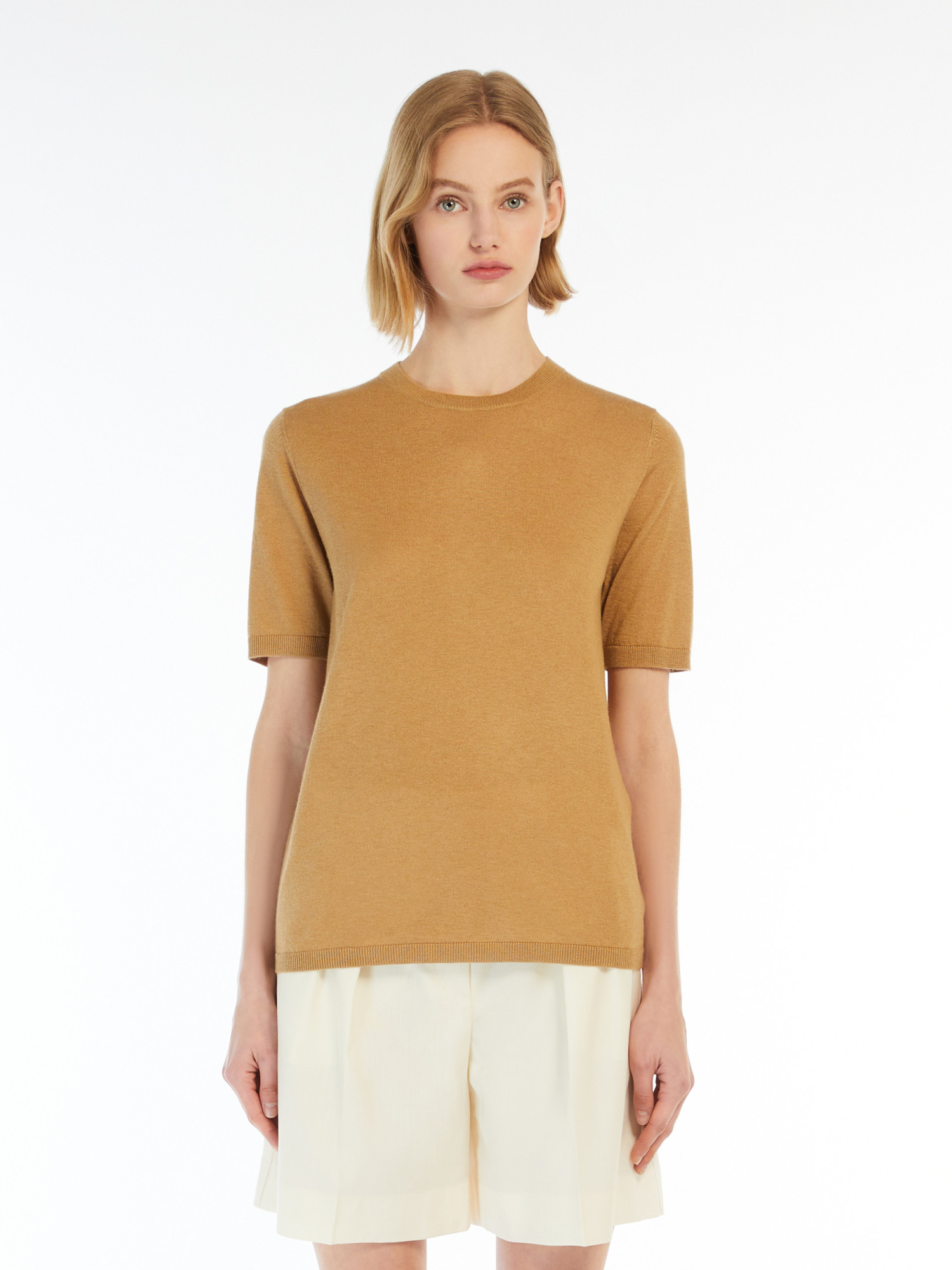 Max Mara Silk Interlock T-shirt In Nude