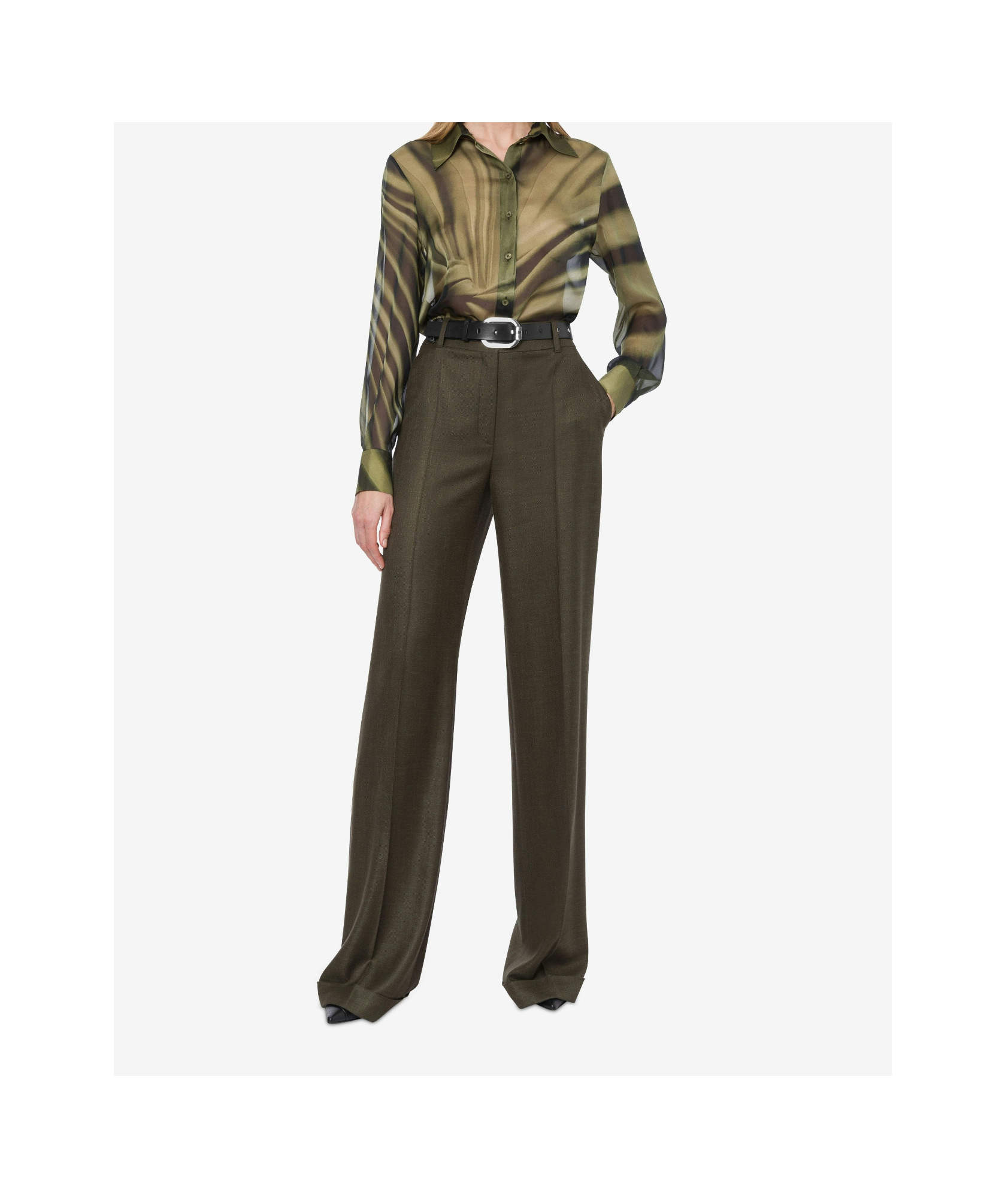 Alberta Ferretti Abstract-print Silk Shirt In Nude