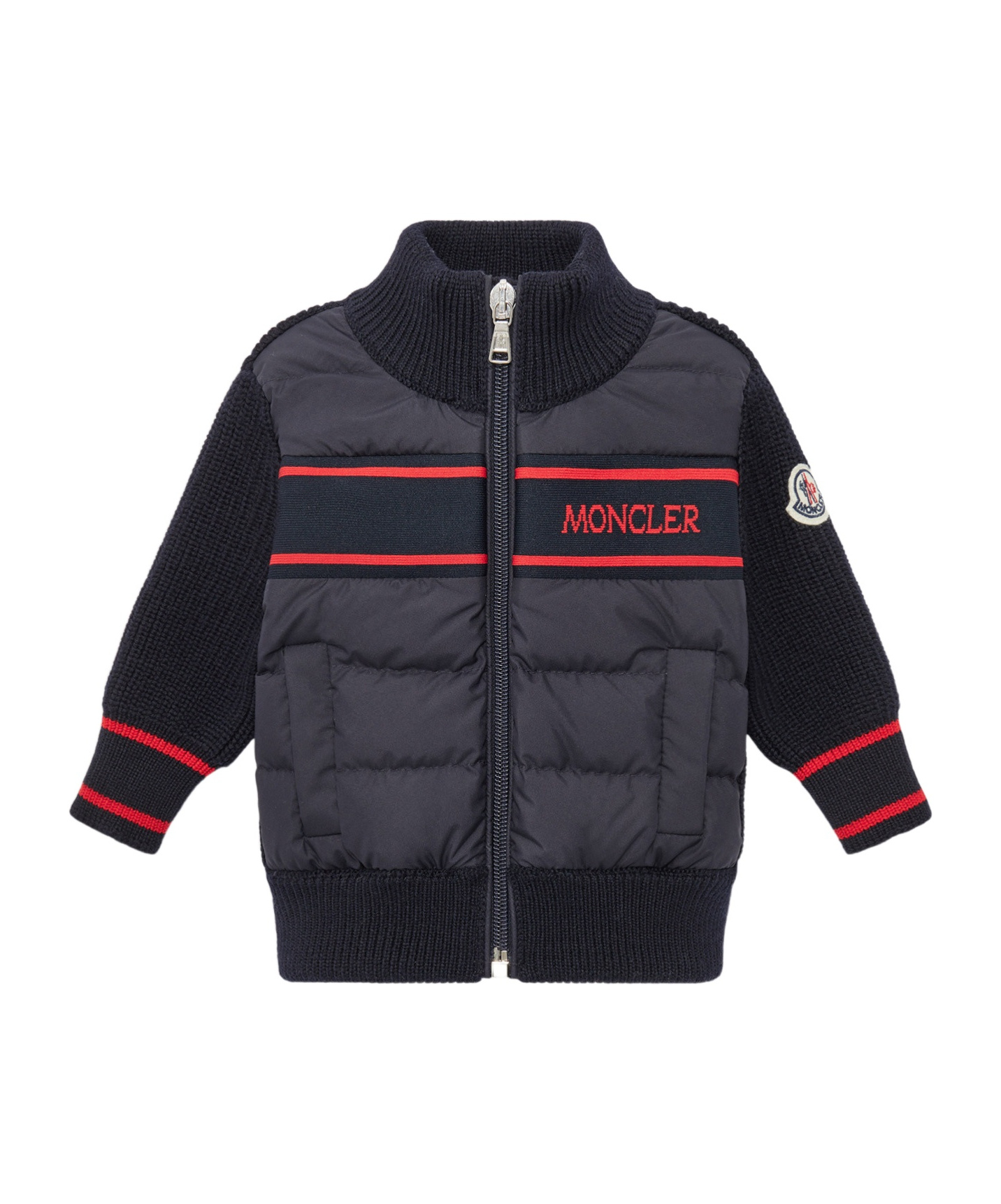 Moncler Long-sleeved Down Jacket In Blue