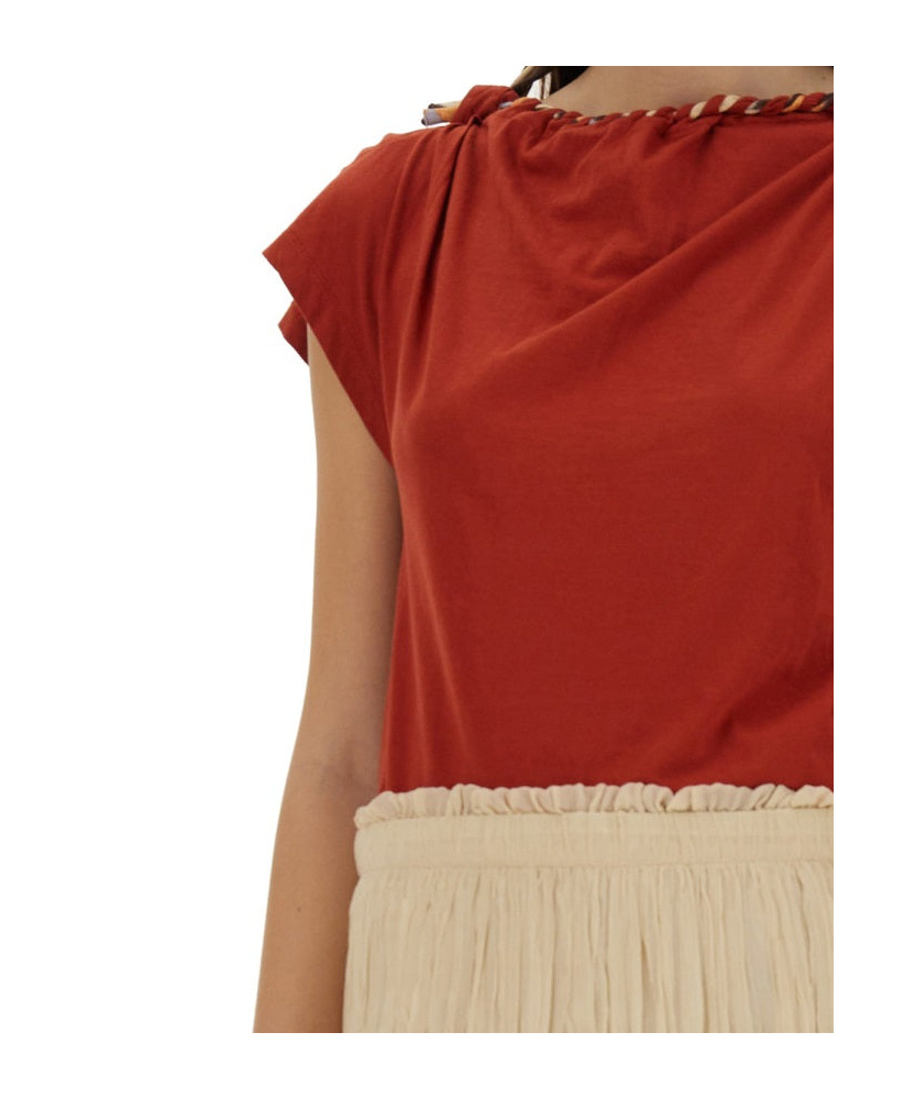 Isabel Marant Asymmetric Hem Bow Detail T-shirt In Red