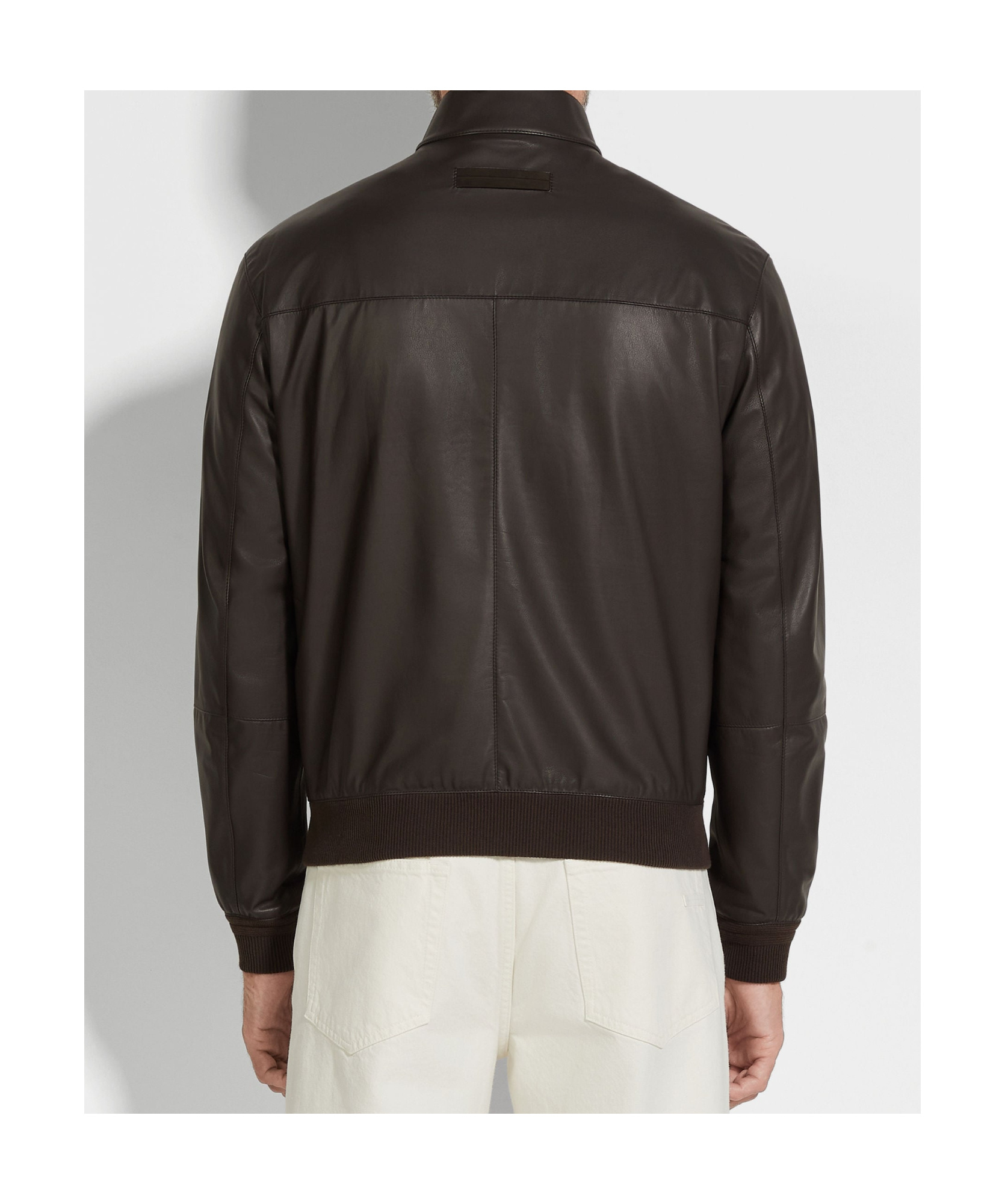 Zegna Zip-up Leather Bomber Jacket In Black