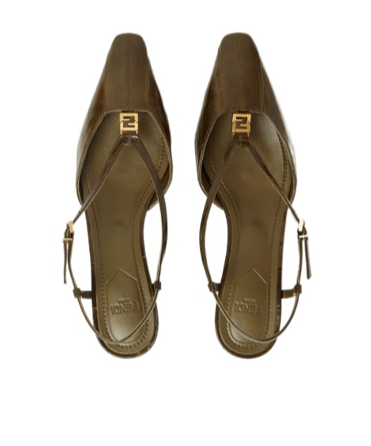 Fendi 40mm Slingback Pointed-toe Heeled Pumps In Green