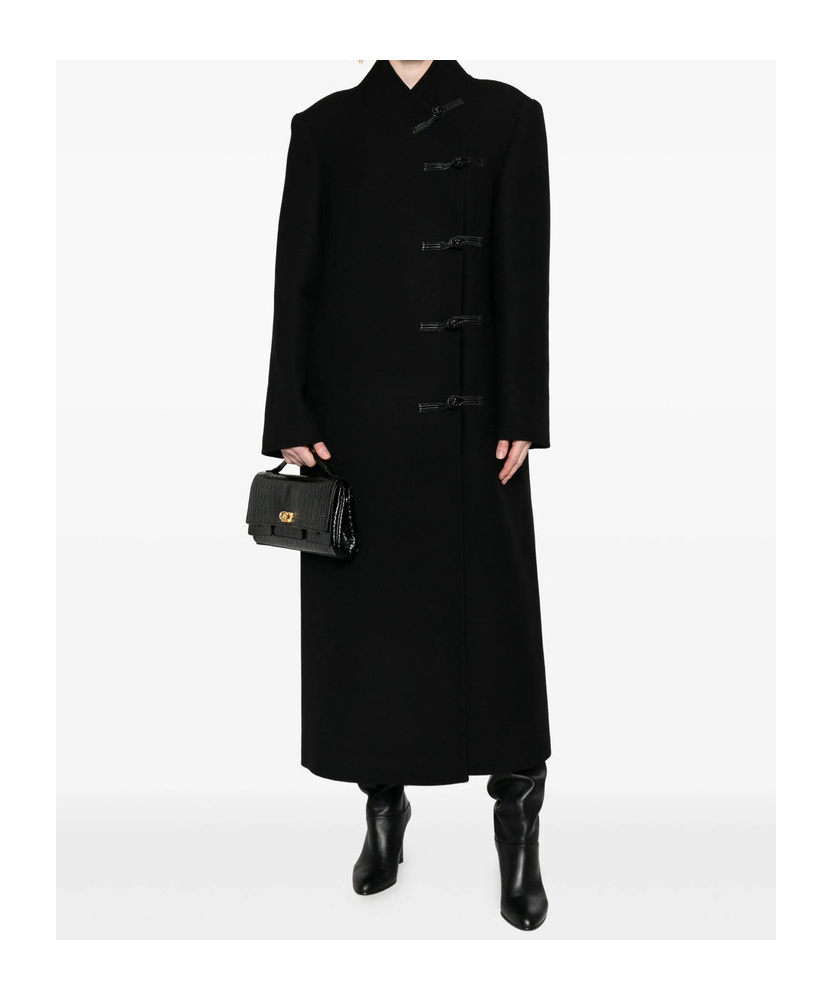 Rohe Band-collar Toggle Coat In Black