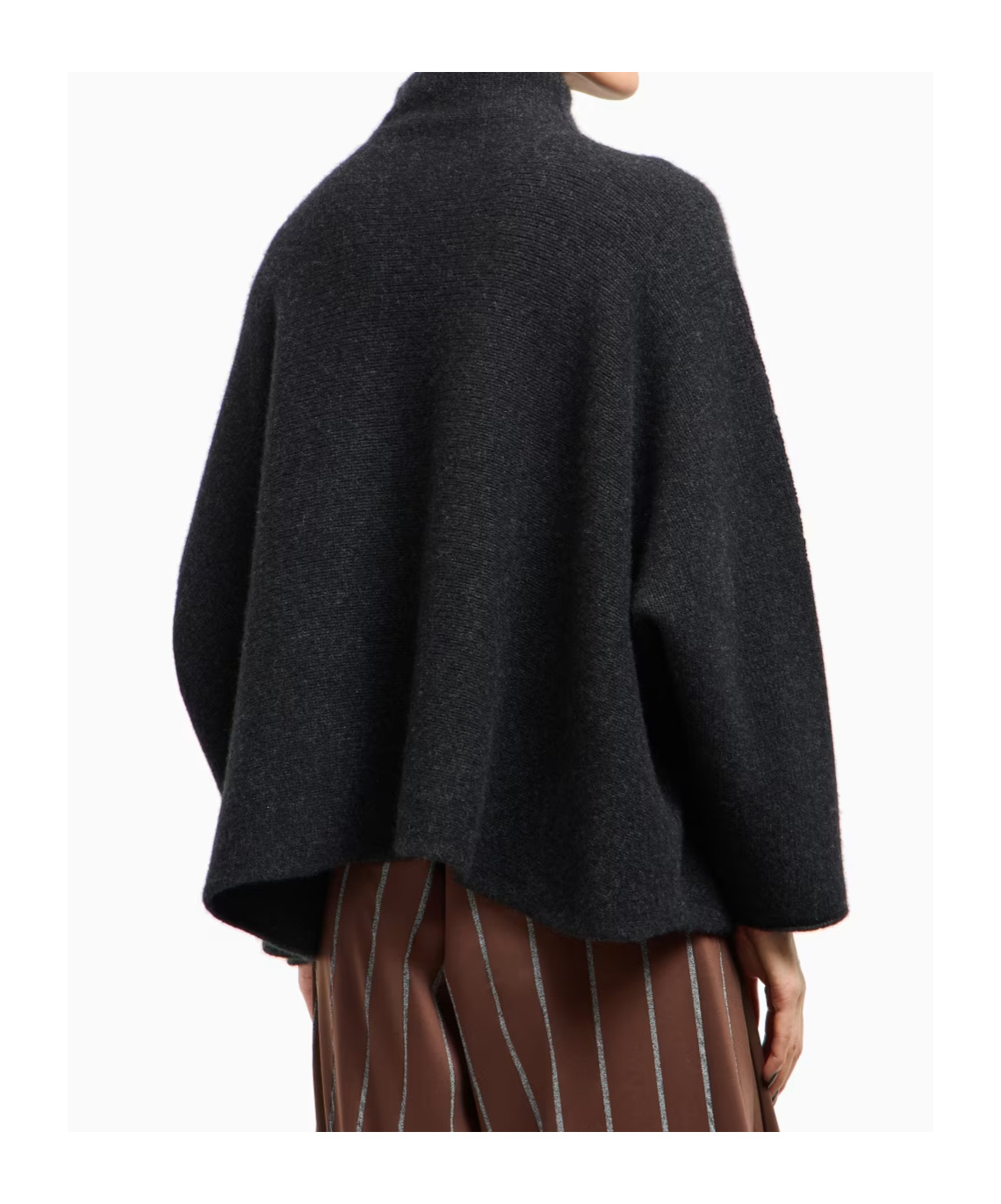 Giorgio Armani High Neck Cashmere Sweater With Dropped Shoulders In Gray