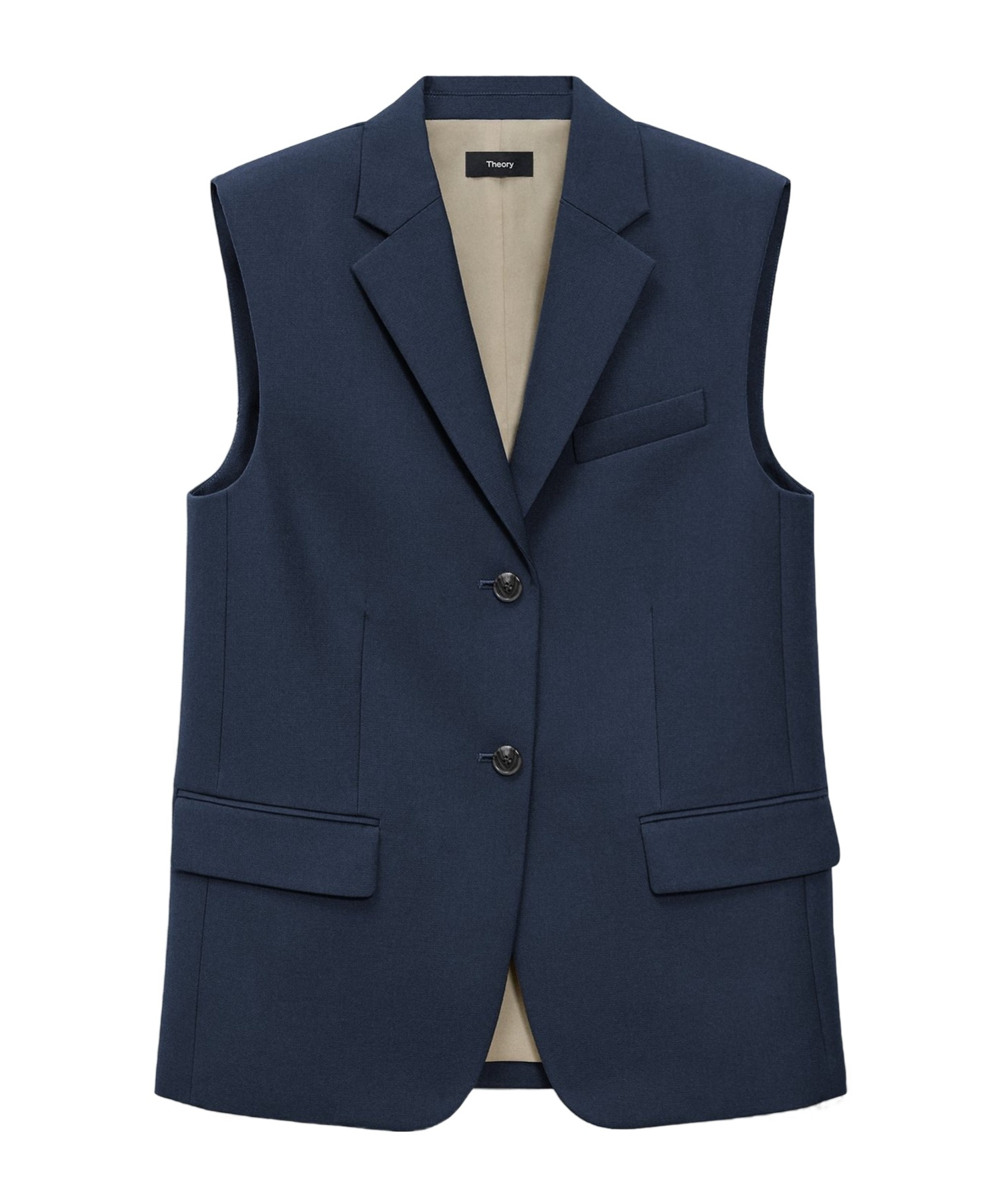 Theory Oversized Vest In Wool-blend In Blue