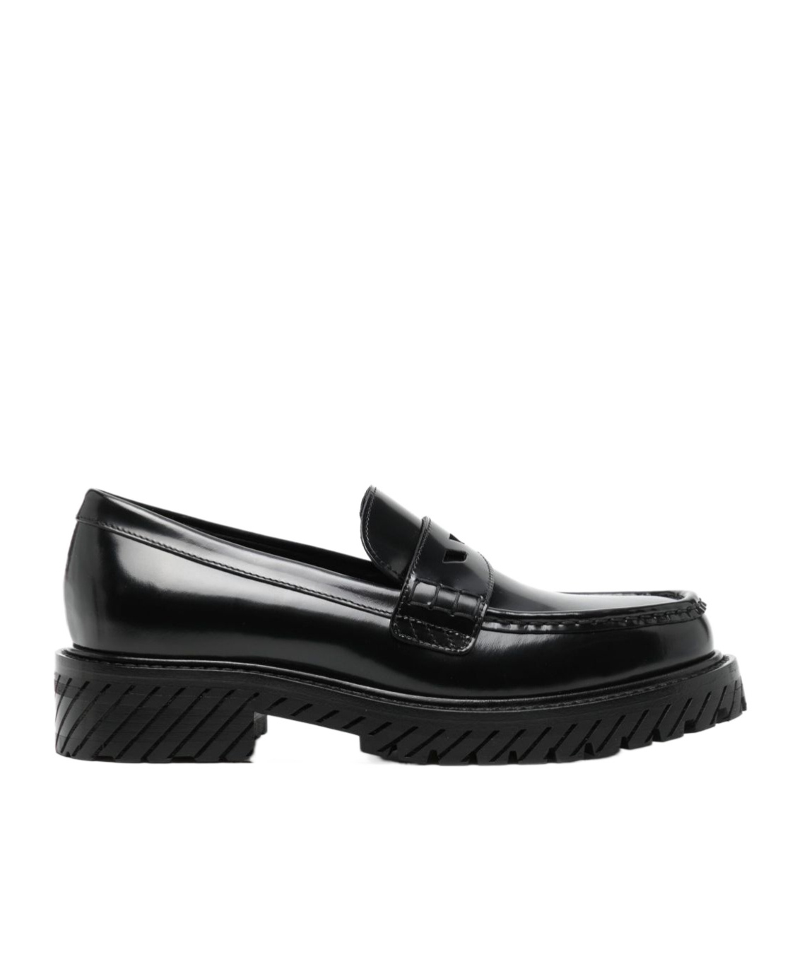 Off-white Leather Combat Loafers In Black