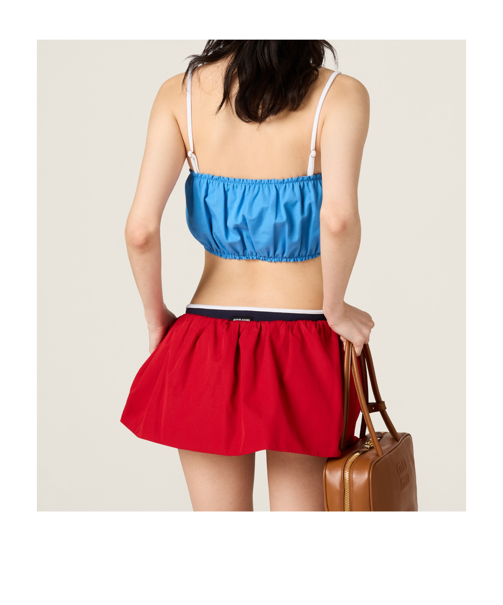 Miu Miu Cotton Poplin Bandeau Top In Blue