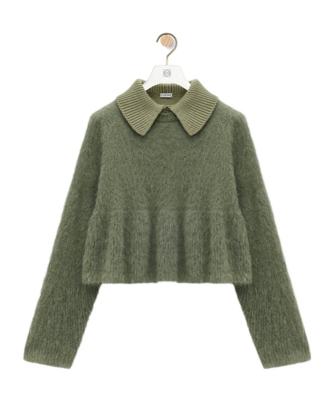 Loewe Mohair-blend Polo Jumper In Green