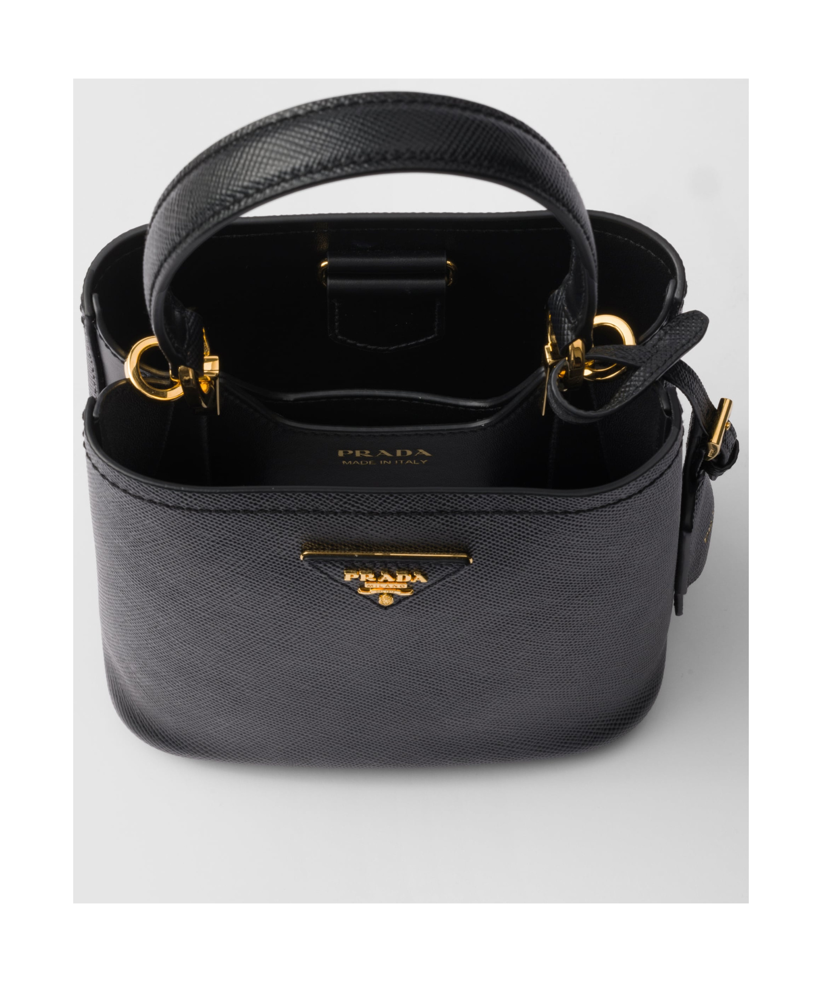 Prada Saffiano Leather Panier Top-handle Bag In Black