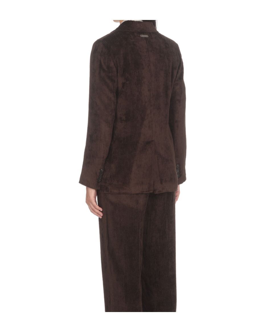 Peserico Tailored Corduroy Single-brested Blazer In Brown
