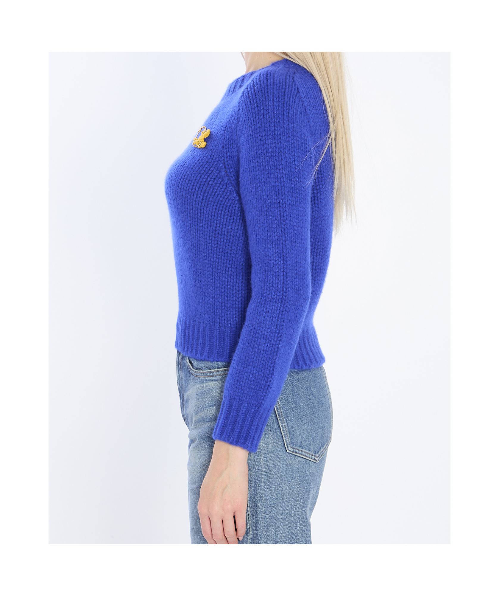 Celine Women Triomphe Crewneck Sweater In Blue