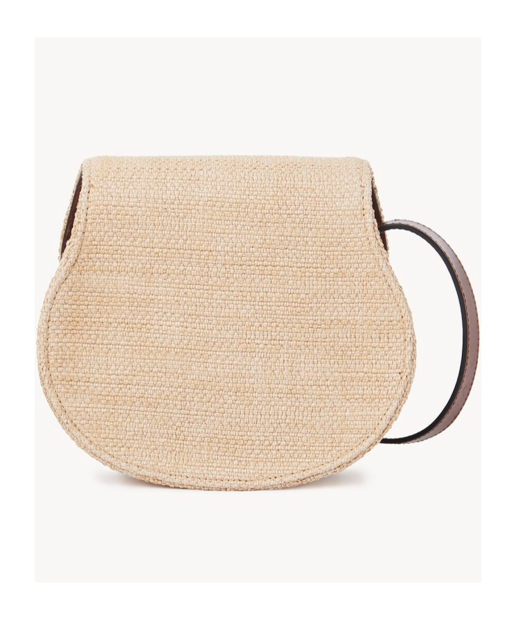 Chloé Small Saddle Marcie Bag In Raffia Effect In Nude