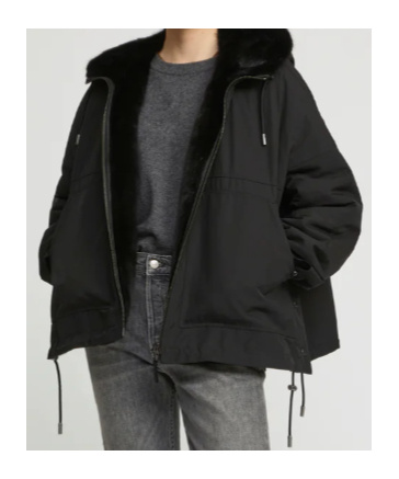 Yves Salomon Short Reversible Parka In Black