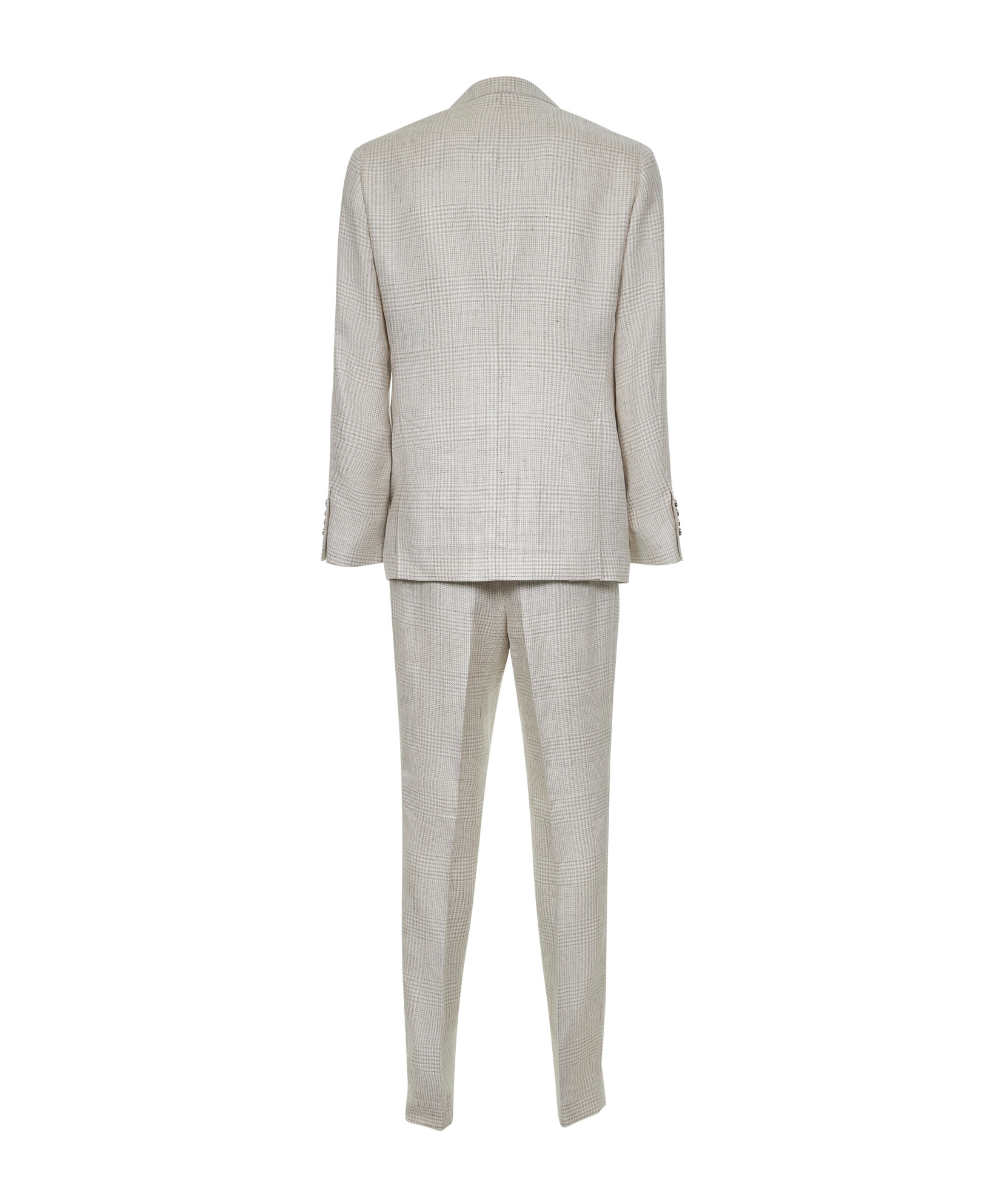 Brunello Cucinelli Beige Prince Of Wales Diagonal Suit In Gray