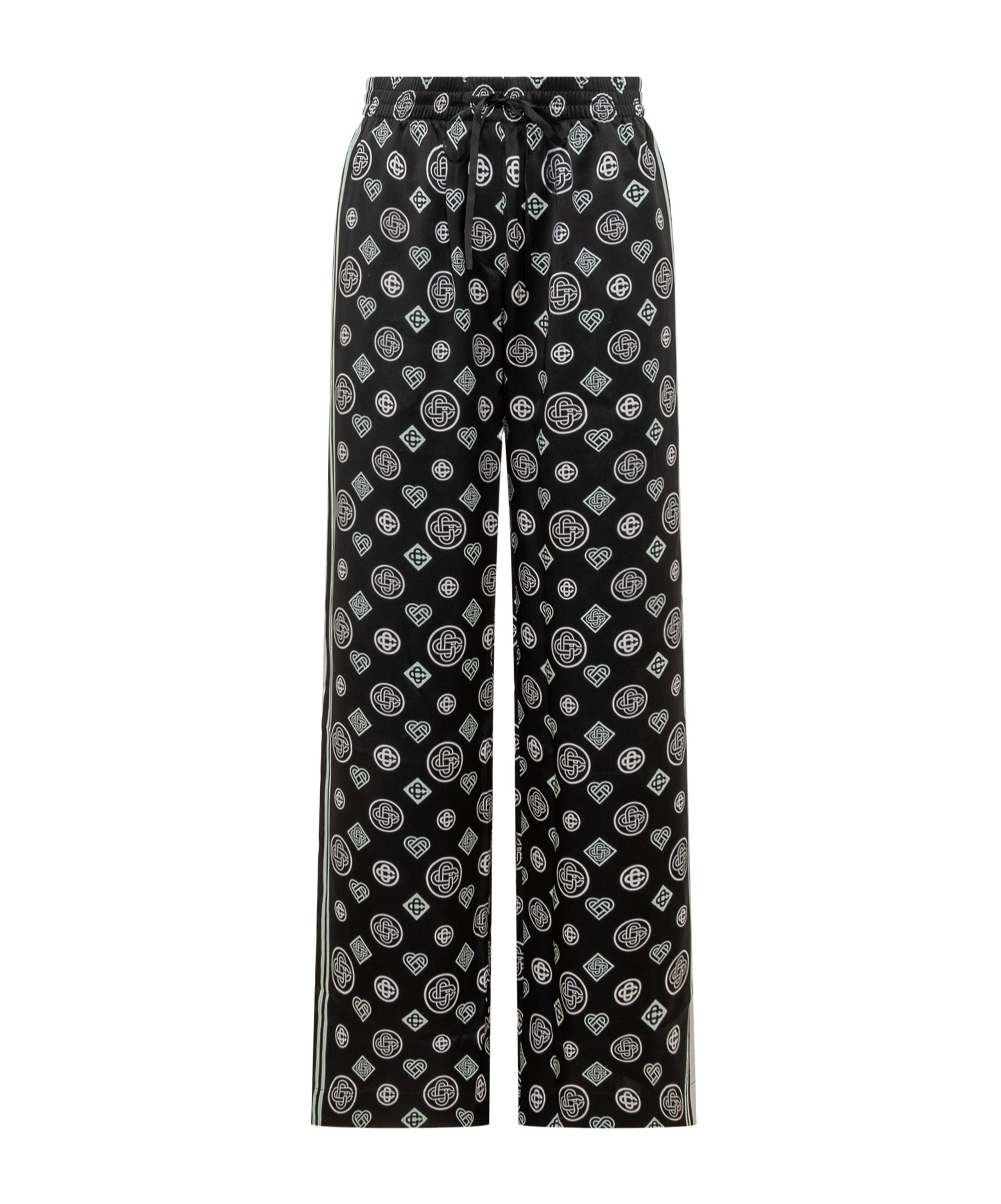 Casablanca Silk Pants With Monogram Print In Black