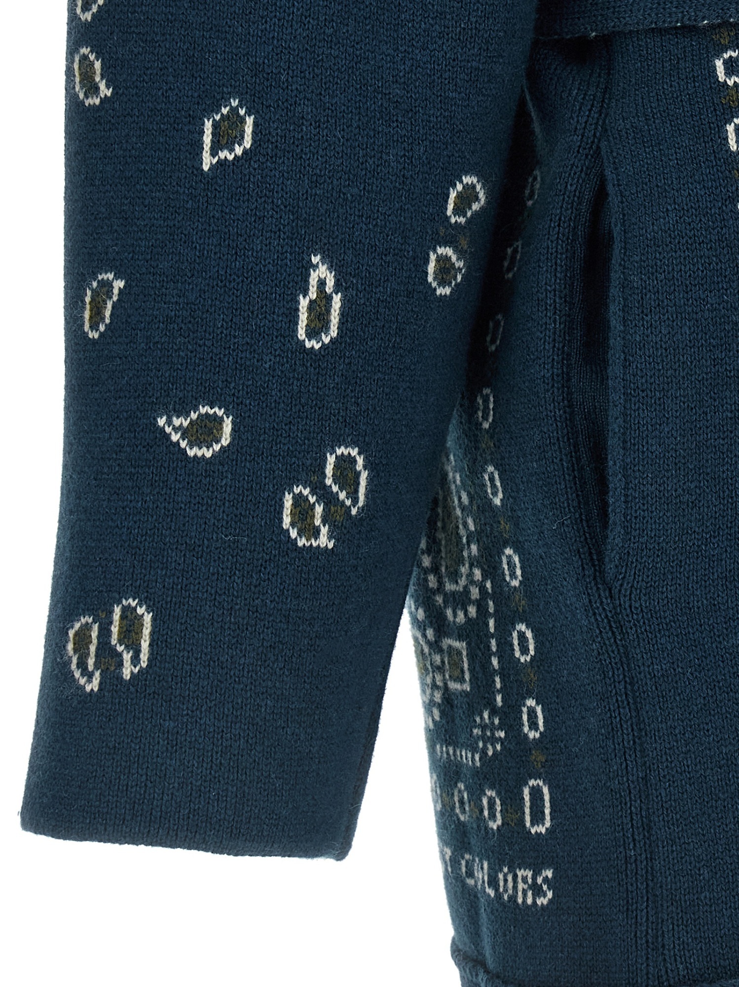 Alanui Long Cardigan With Fringe And Belt In Blue