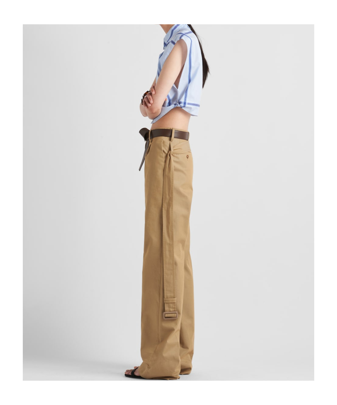 Prada Creased Detail Casual Pants In Brown